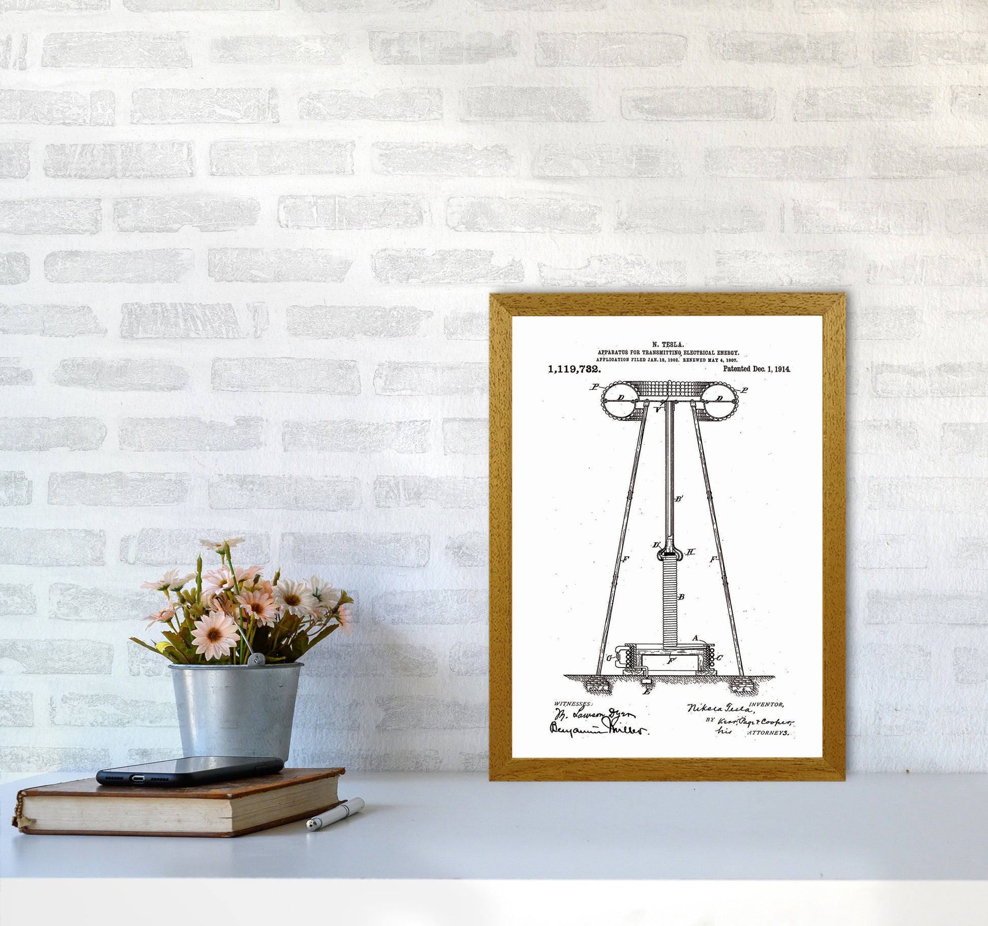 Tesla Electrical Energy Patent Art Print by Jason Stanley A3 Print Only