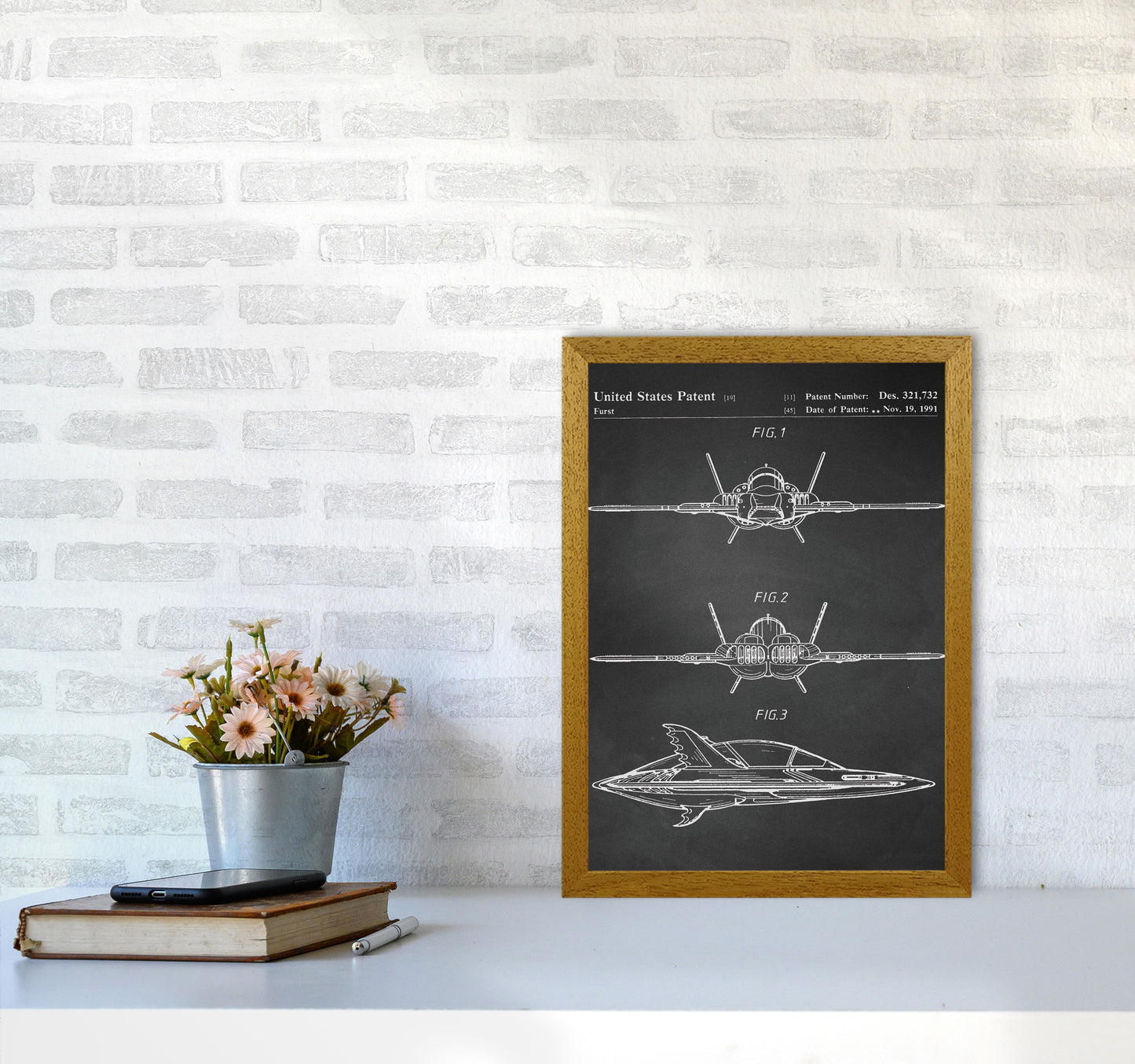 Batwing Patent- Chalkboard Art Print by Jason Stanley A3 Print Only
