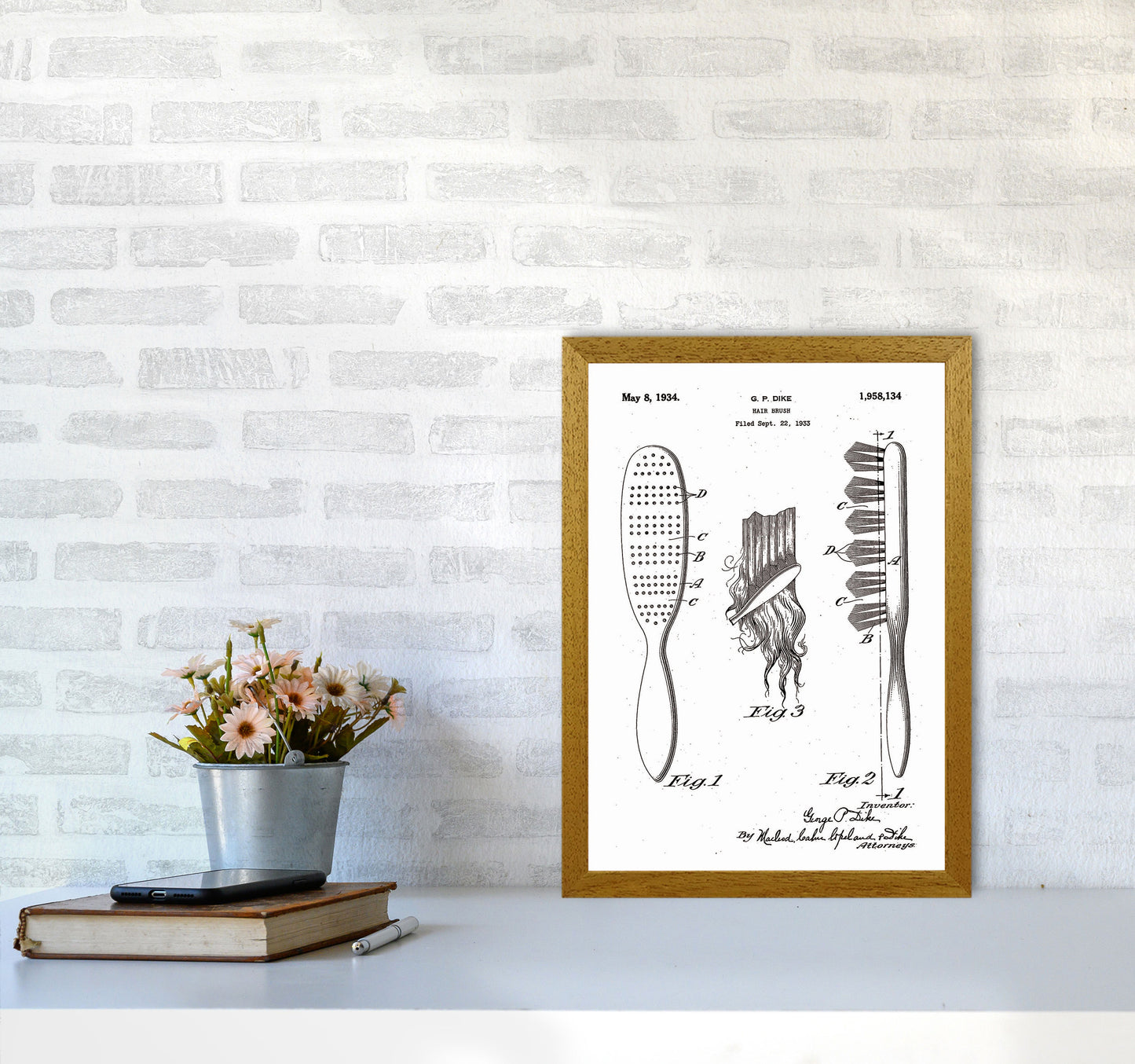 Hair Brush Patent Art Print by Jason Stanley A3 Print Only
