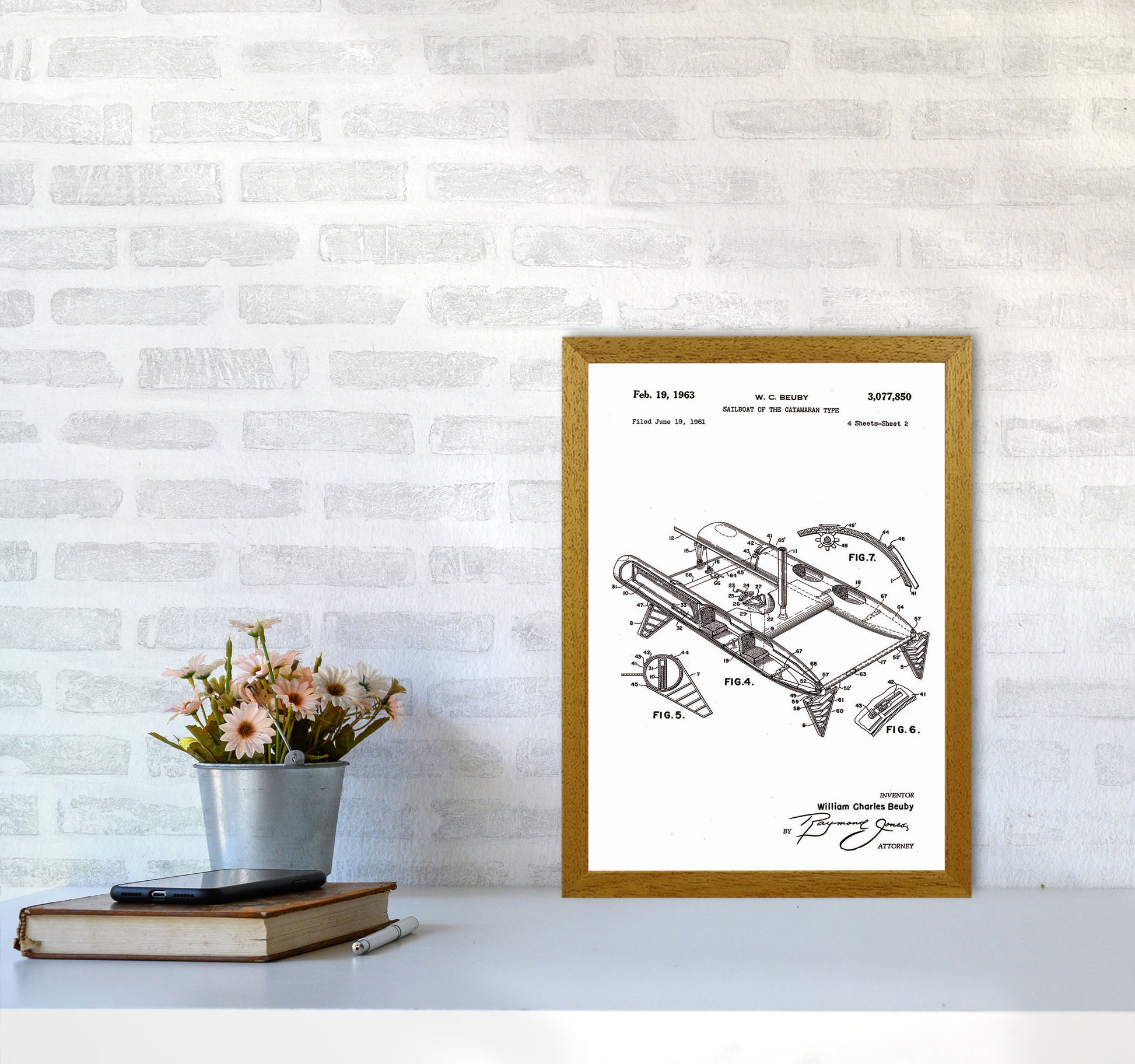 Catamaran Patent Art Print by Jason Stanley A3 Print Only