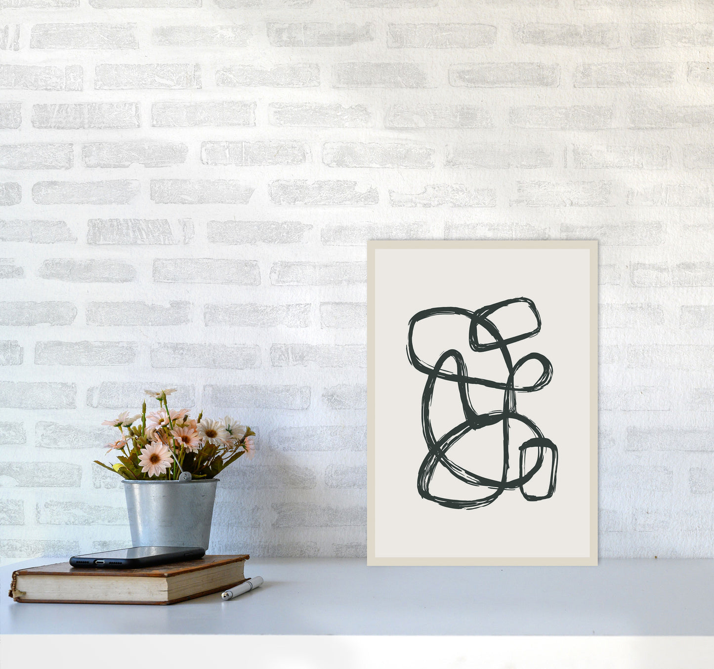 Modern Abstract Shapes 1 Art Print by Jason Stanley A3 Black Frame