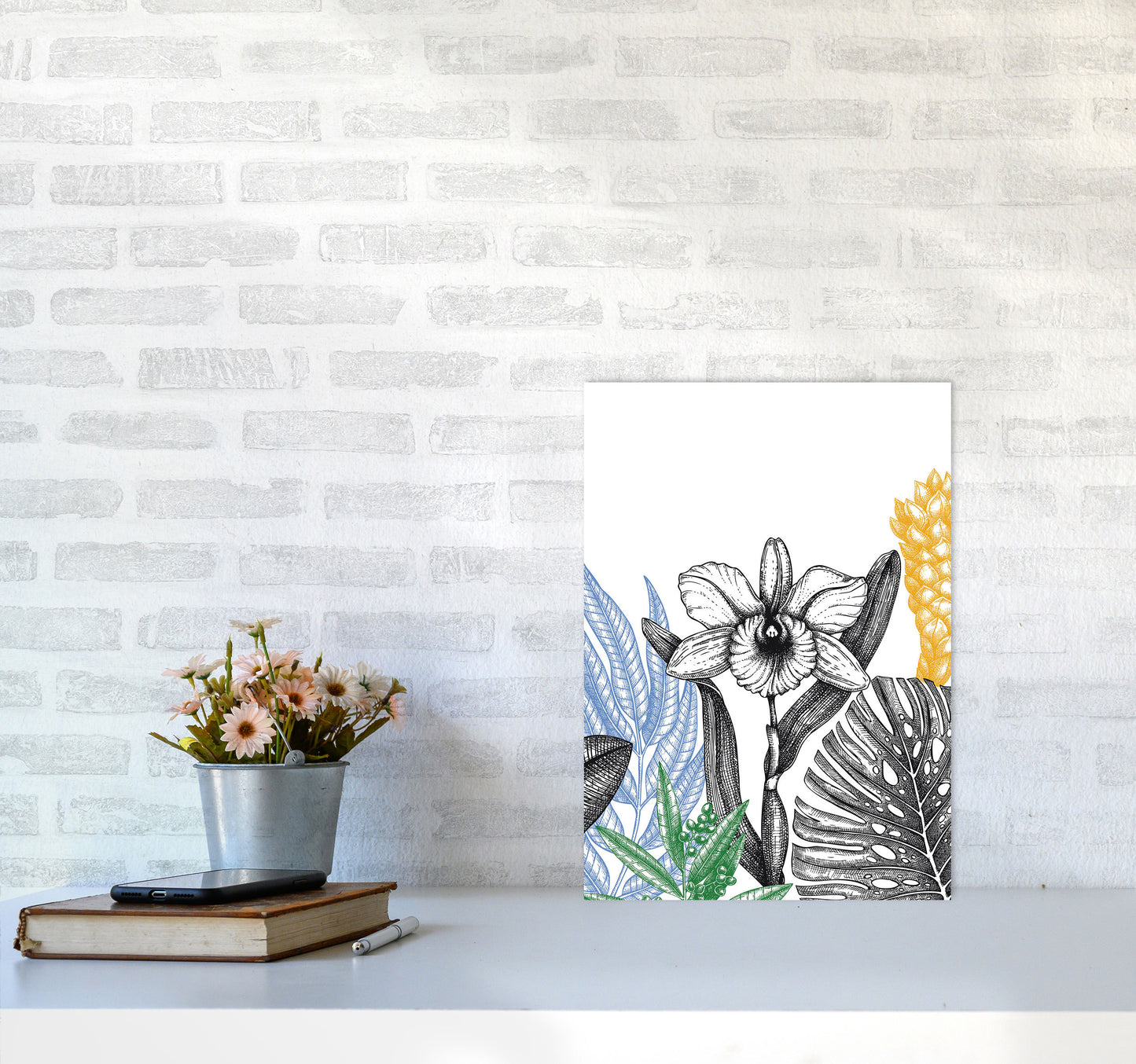 Minimalist Flower Vibes Art Print by Jason Stanley A3 Black Frame