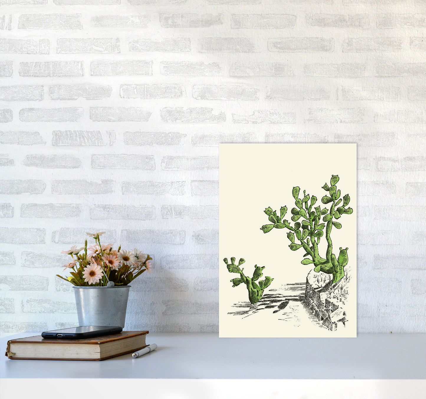 Prickly Pear Cactus Art Print by Jason Stanley A3 Black Frame