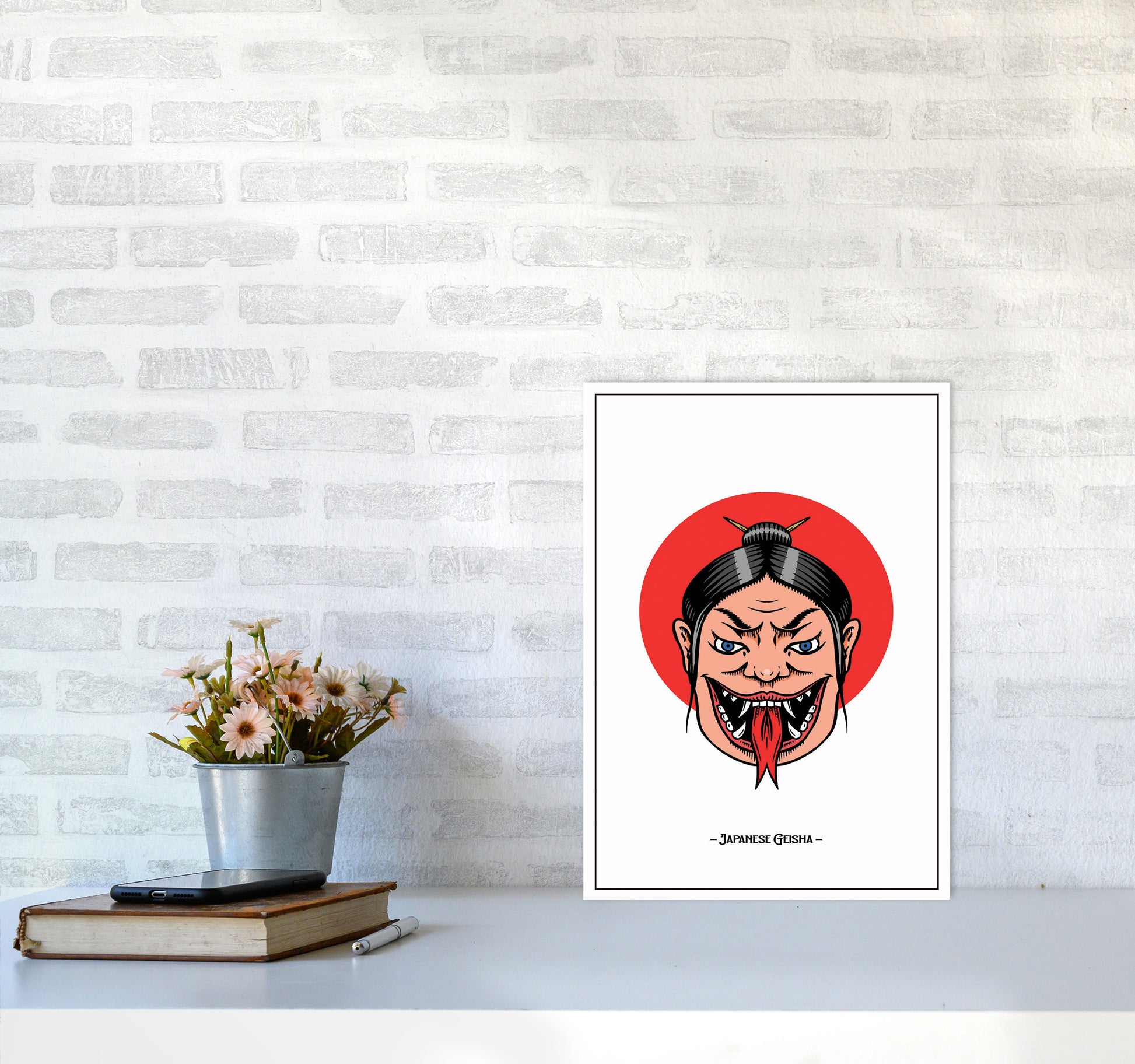 Japanese Geisha Art Print by Jason Stanley A3 Black Frame