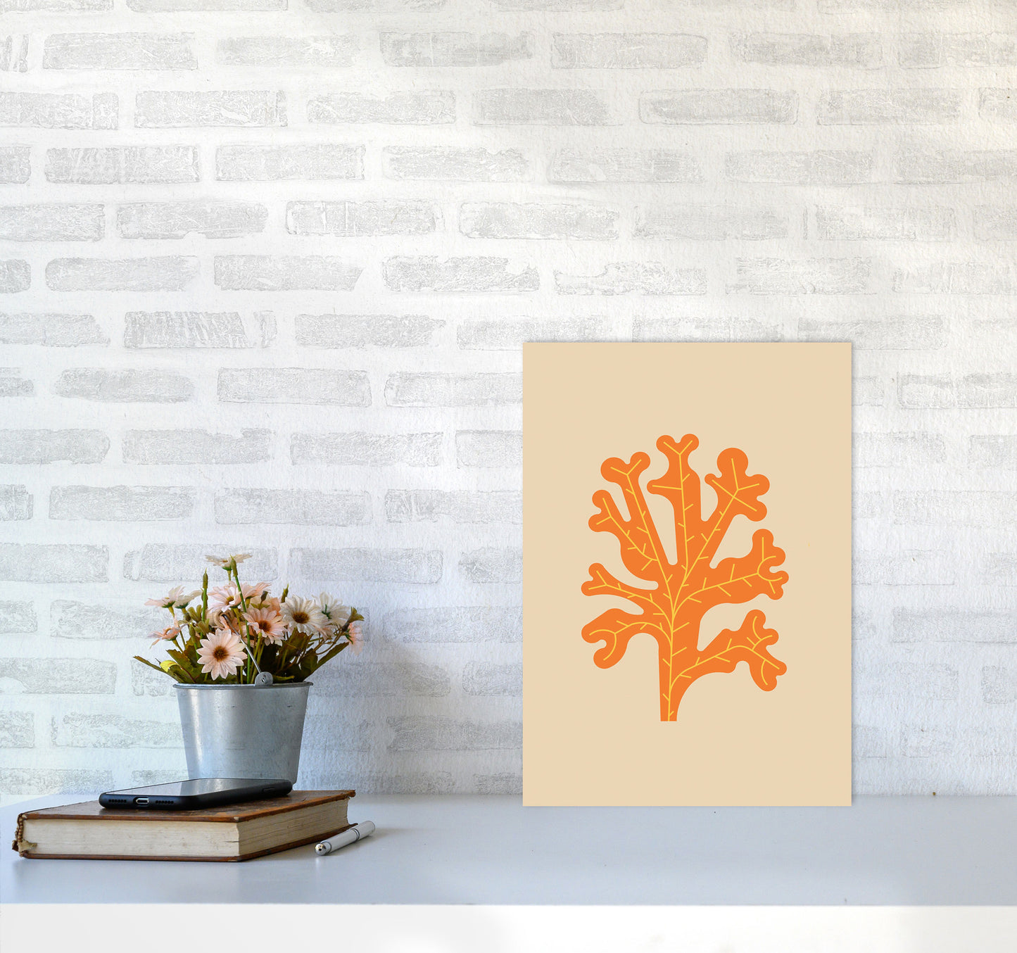 Orange Seaweed Art Print by Jason Stanley A3 Black Frame