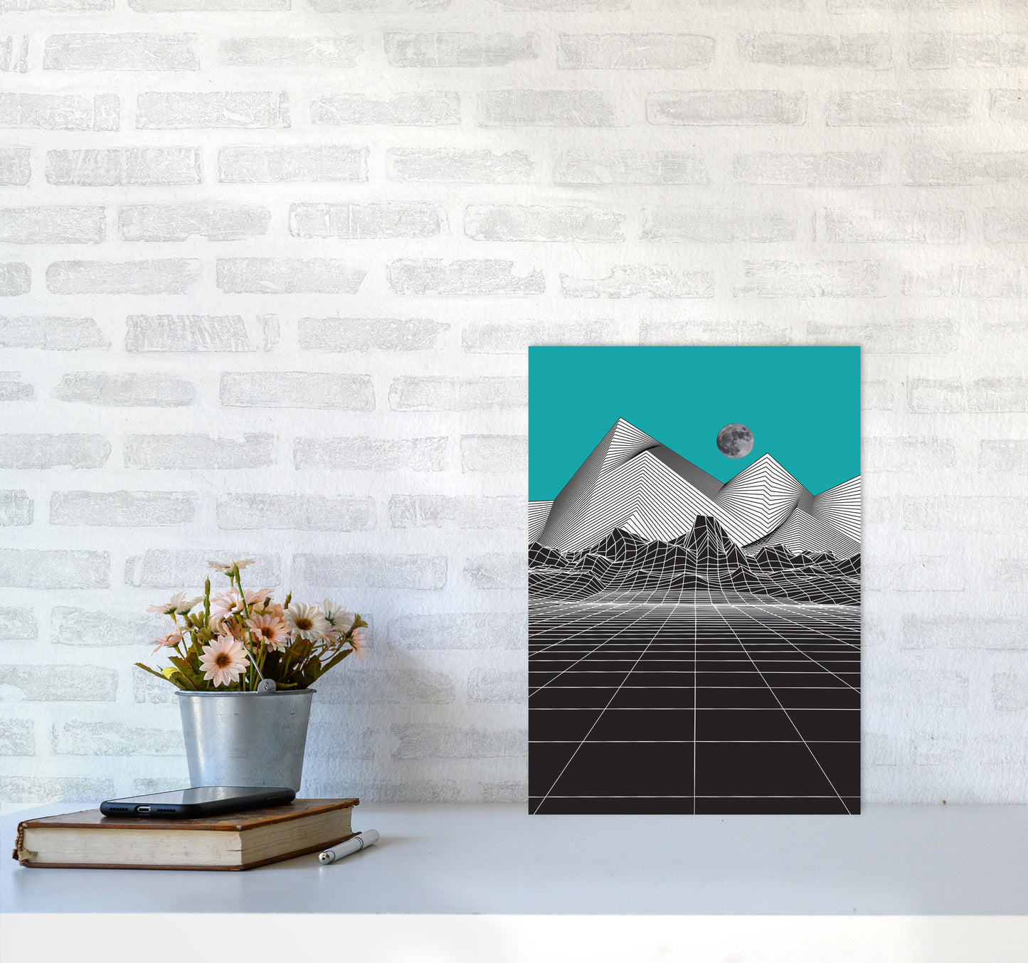 Moon Rise Blue Art Print by Jason Stanley A3 Black Frame