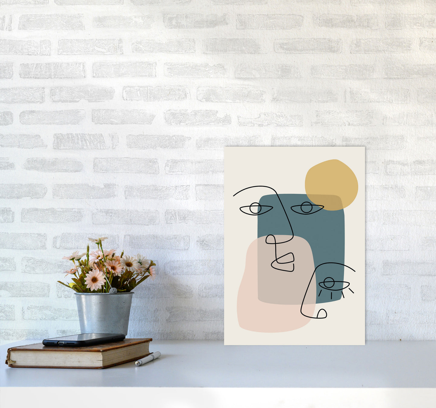Abstract Faces Art Print by Jason Stanley A3 Black Frame
