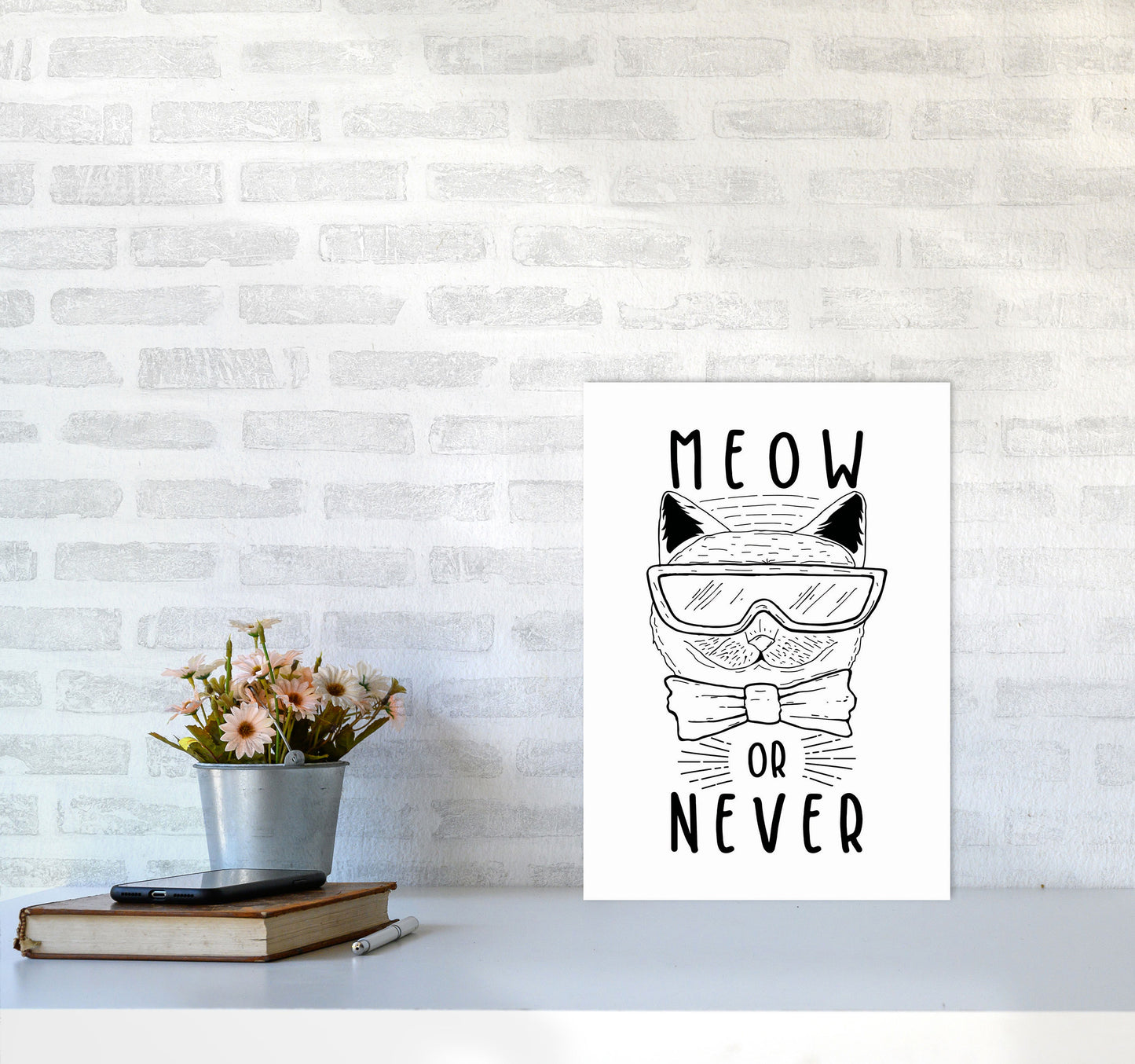 Meow Or Never Art Print by Jason Stanley A3 Black Frame