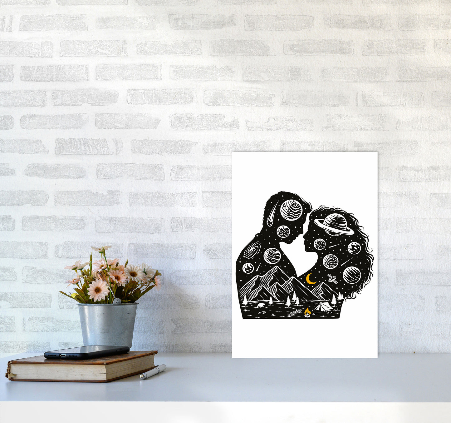 Galactic Love Art Print by Jason Stanley A3 Black Frame