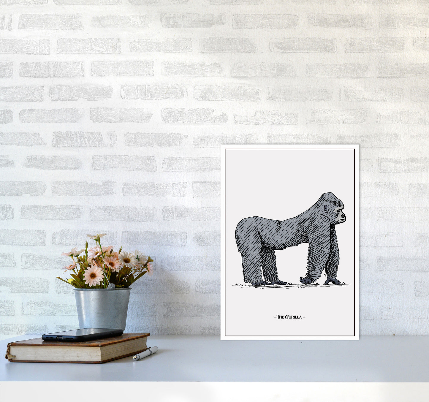 The Gorilla Art Print by Jason Stanley A3 Black Frame
