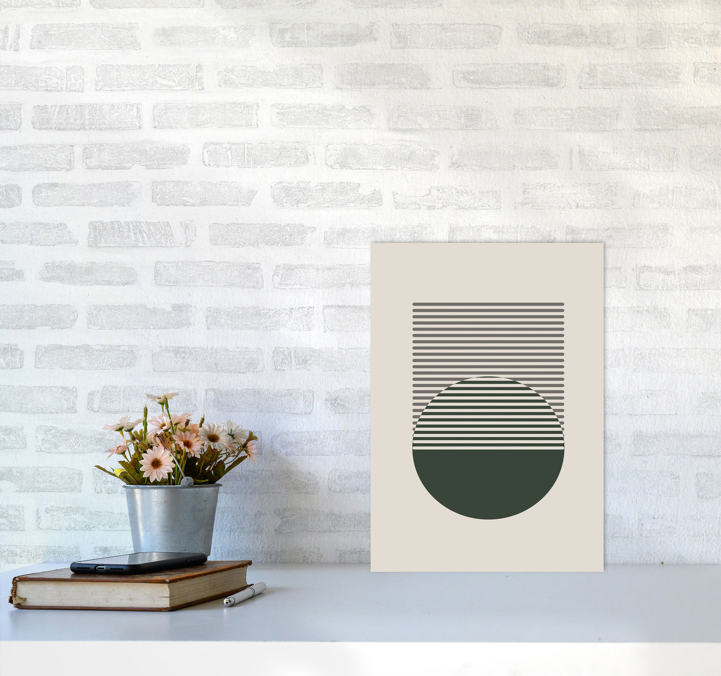 Minimal Abstract Circles I Art Print by Jason Stanley A3 Black Frame