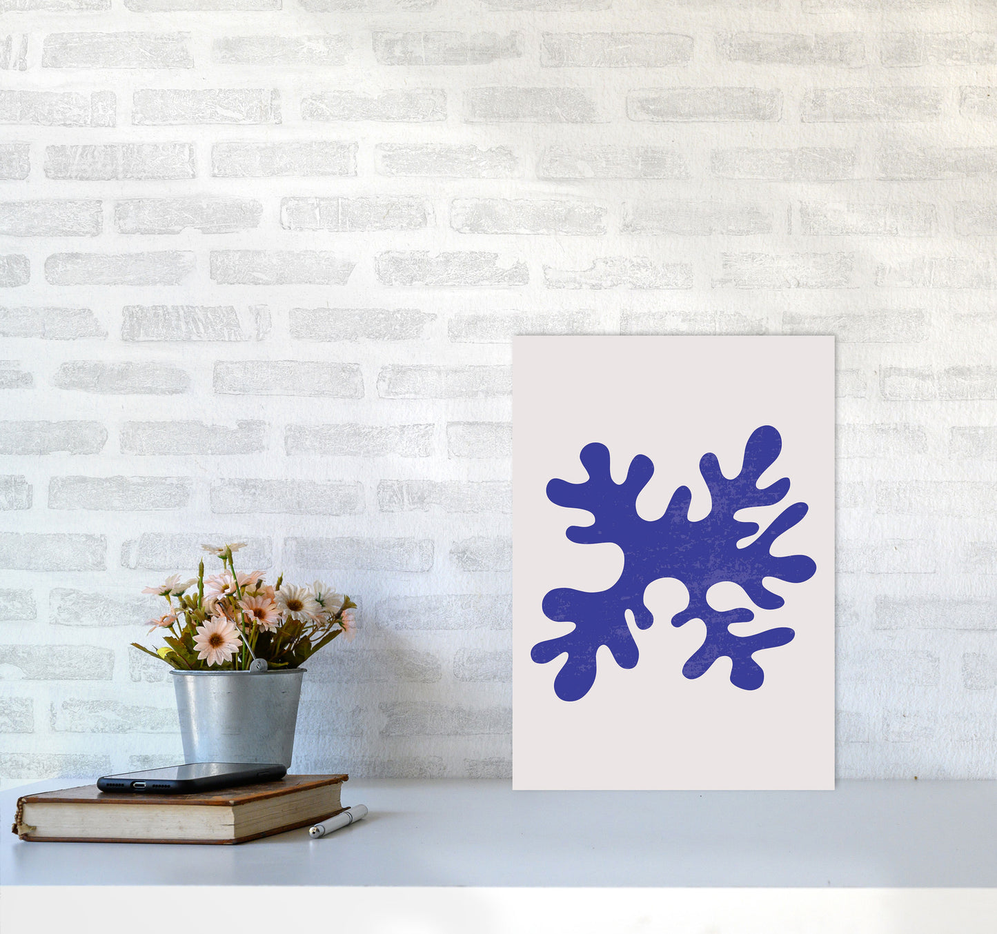 Abstract Blue Algae Art Print by Jason Stanley A3 Black Frame