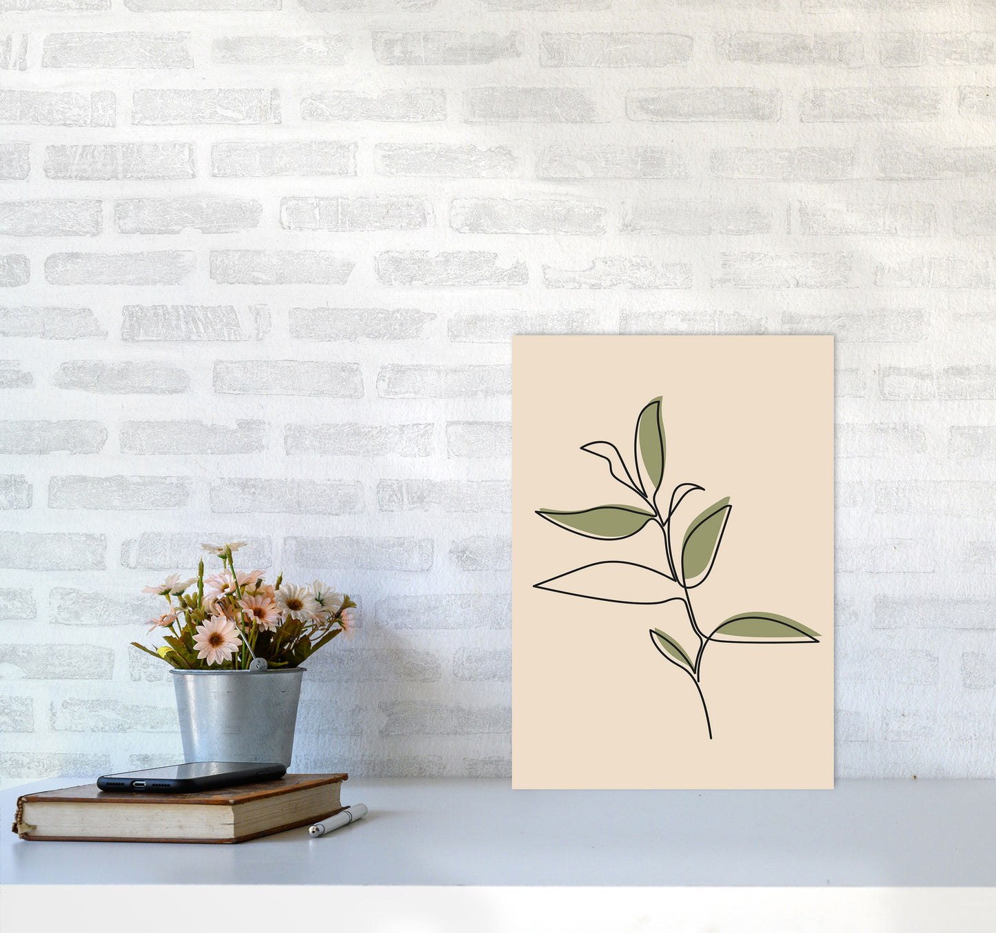 Abstract One Line Leaf Drawing I Art Print by Jason Stanley A3 Black Frame