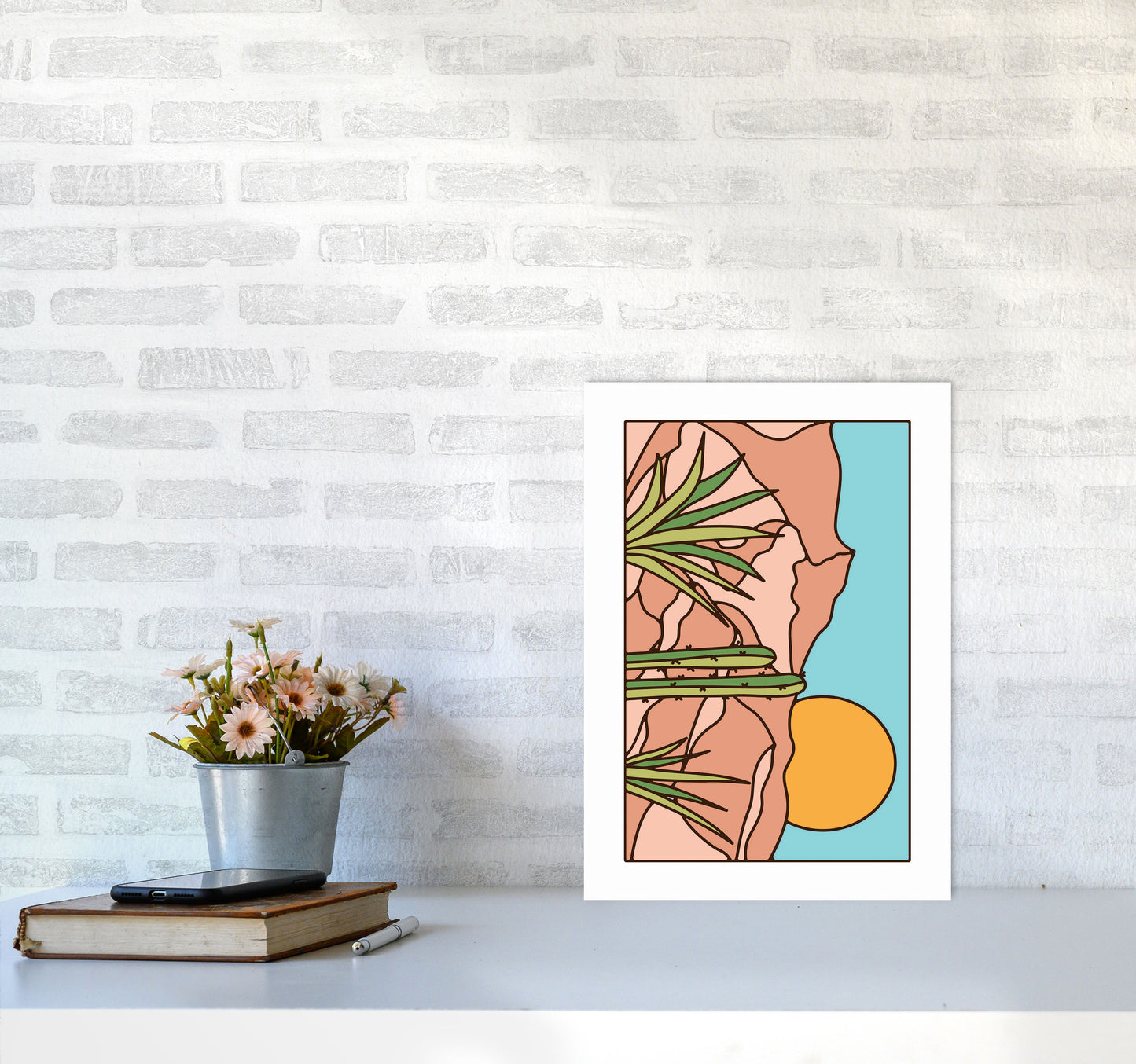 Minimal Desert Sunset Landscape Art Print by Jason Stanley A3 Black Frame