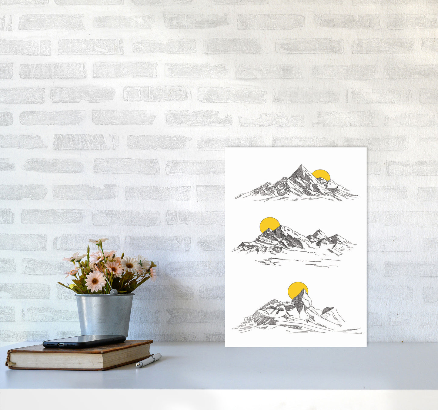 Sunny Mountains Art Print by Jason Stanley A3 Black Frame