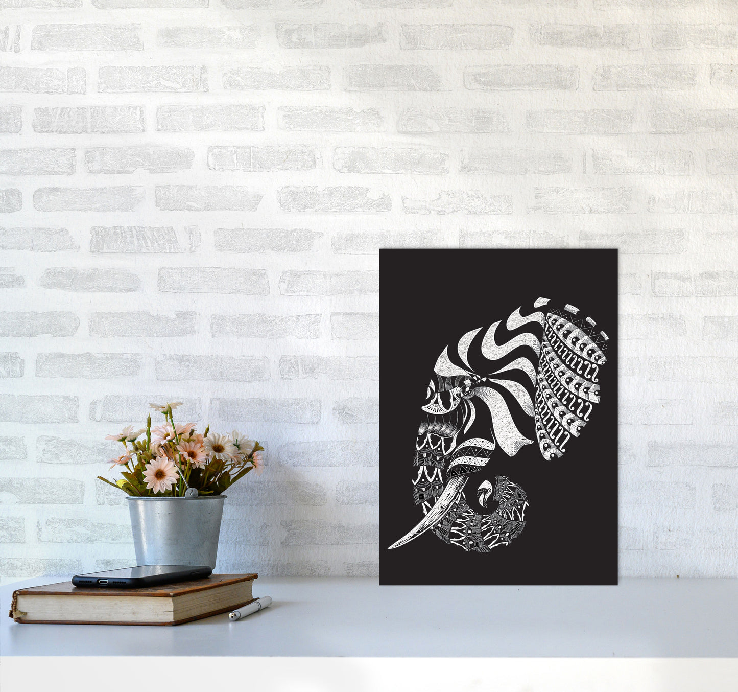 Ornate Elephant II Art Print by Jason Stanley A3 Black Frame