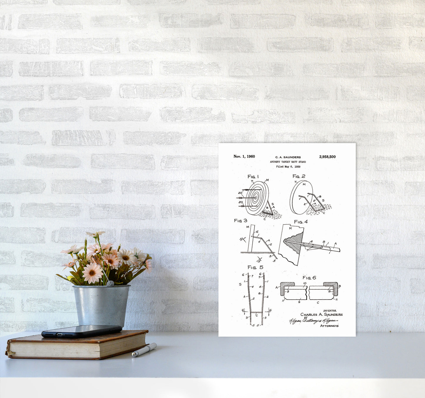 Archery Target Stand Patent Art Print by Jason Stanley A3 Black Frame