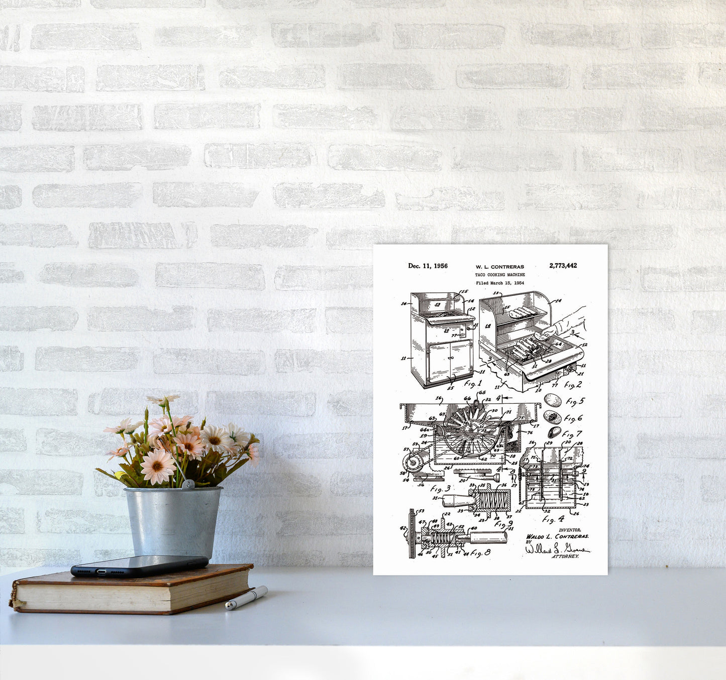 Taco Cooking Machine Patent Art Print by Jason Stanley A3 Black Frame