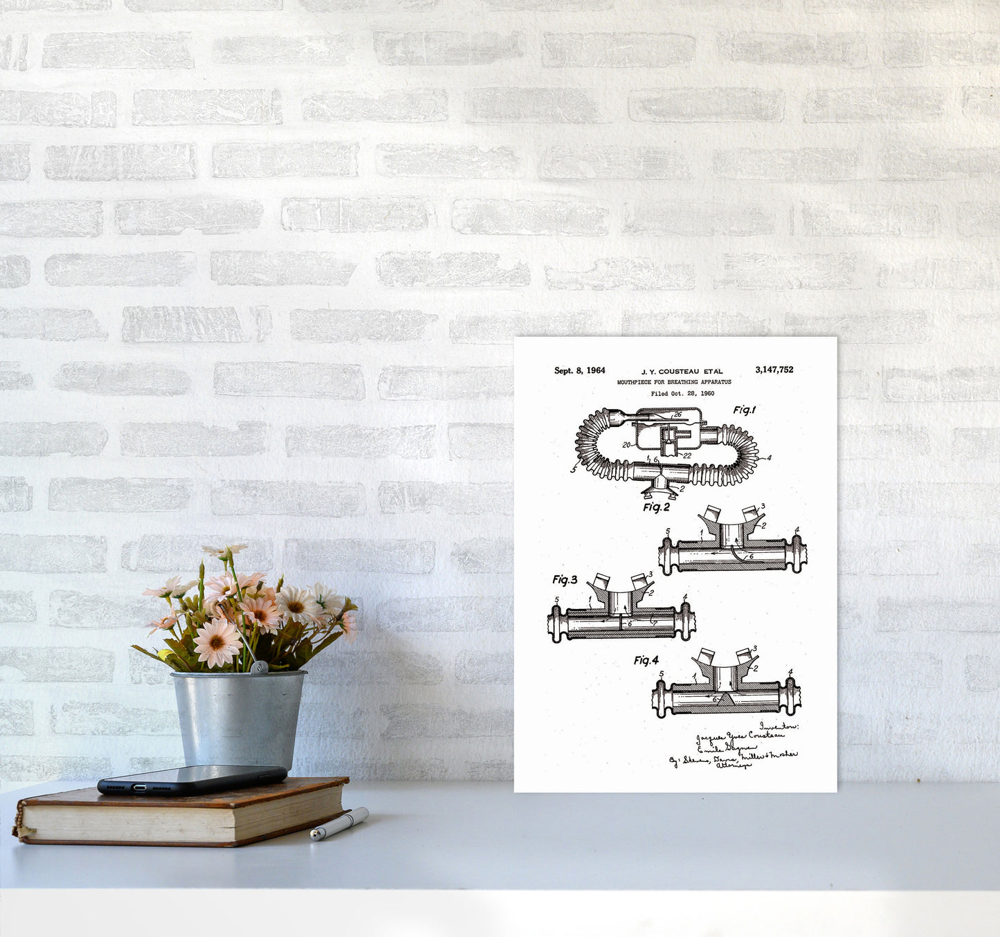 Diving Apparatus Patent Art Print by Jason Stanley A3 Black Frame