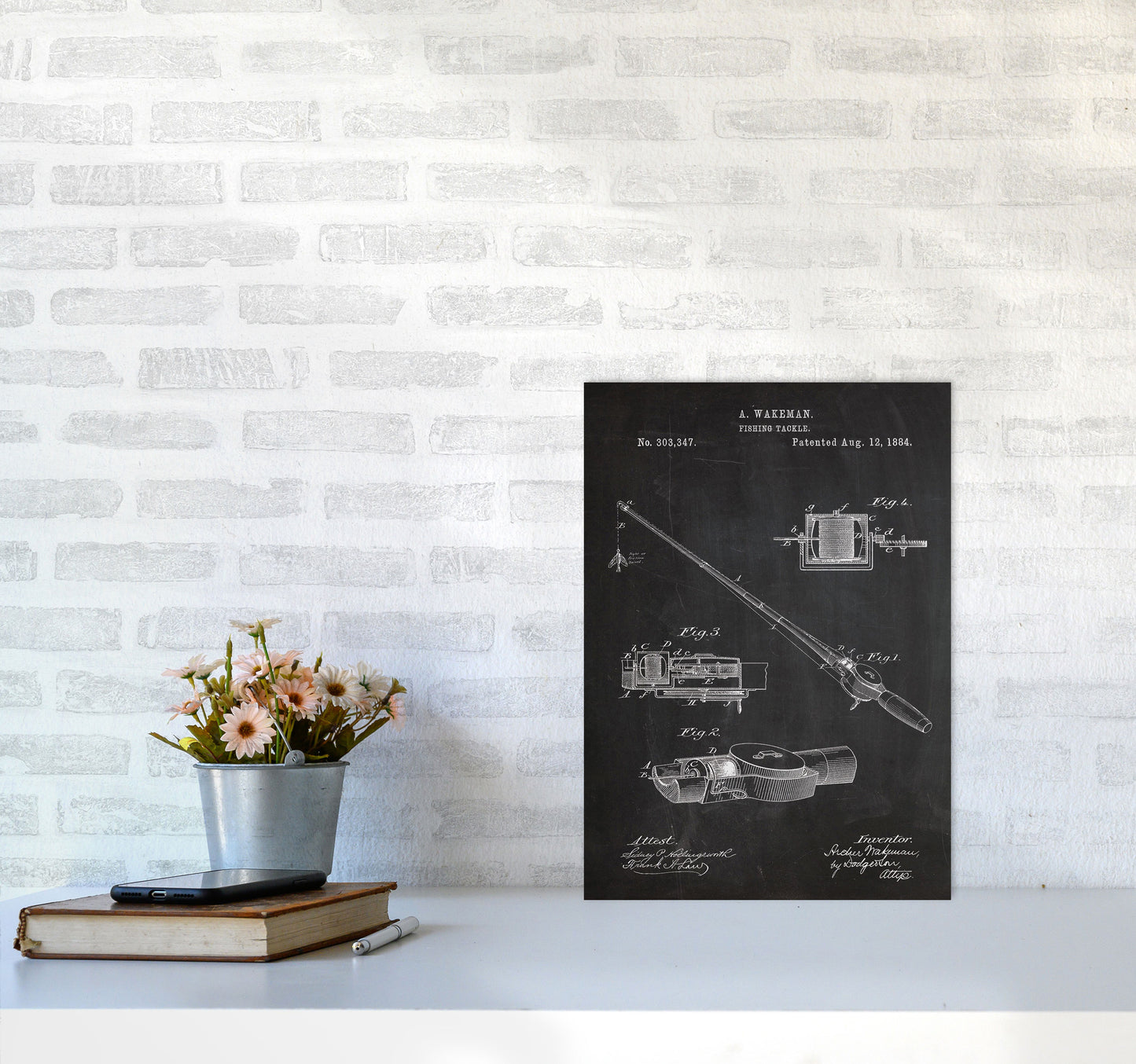 Fishing Rod Patent Art Print by Jason Stanley A3 Black Frame