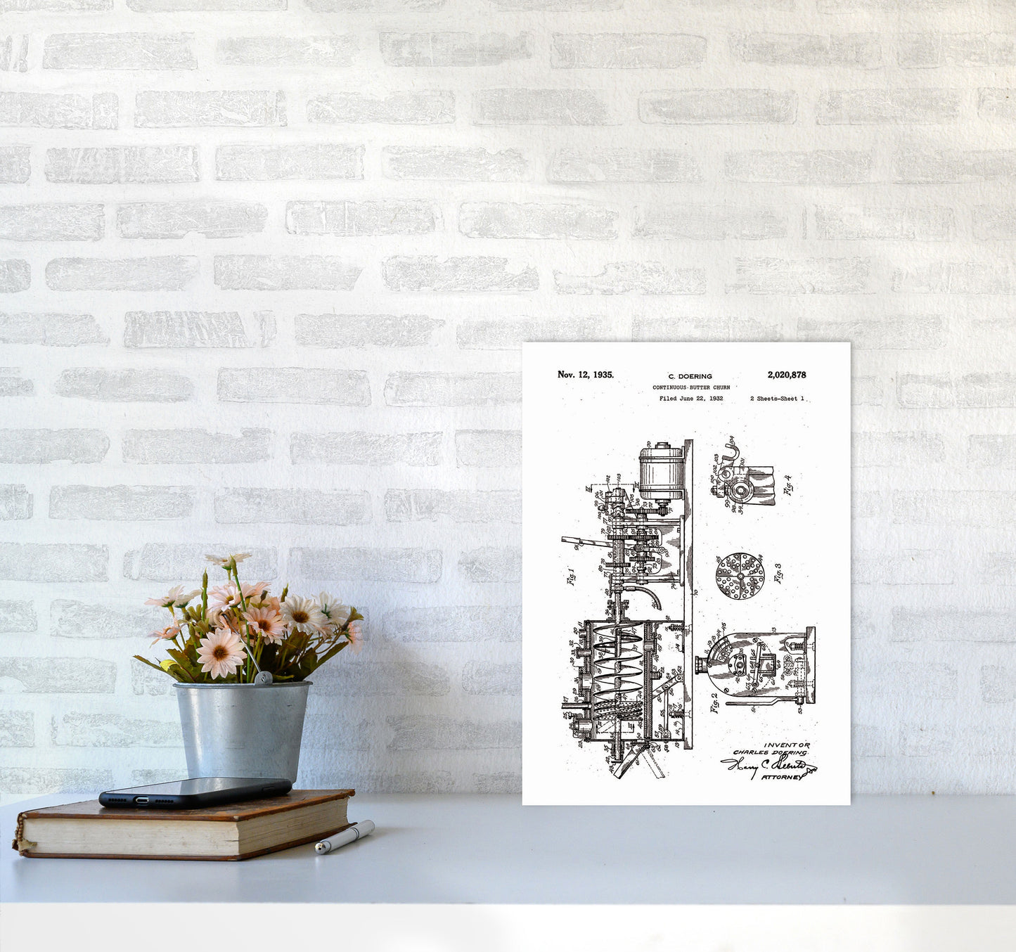 Butter Churn Patent Art Print by Jason Stanley A3 Black Frame