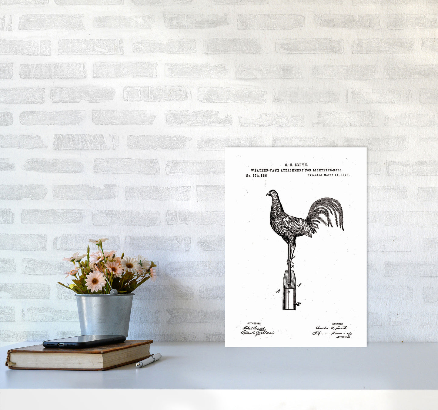 Weather Vane Patent Art Print by Jason Stanley A3 Black Frame