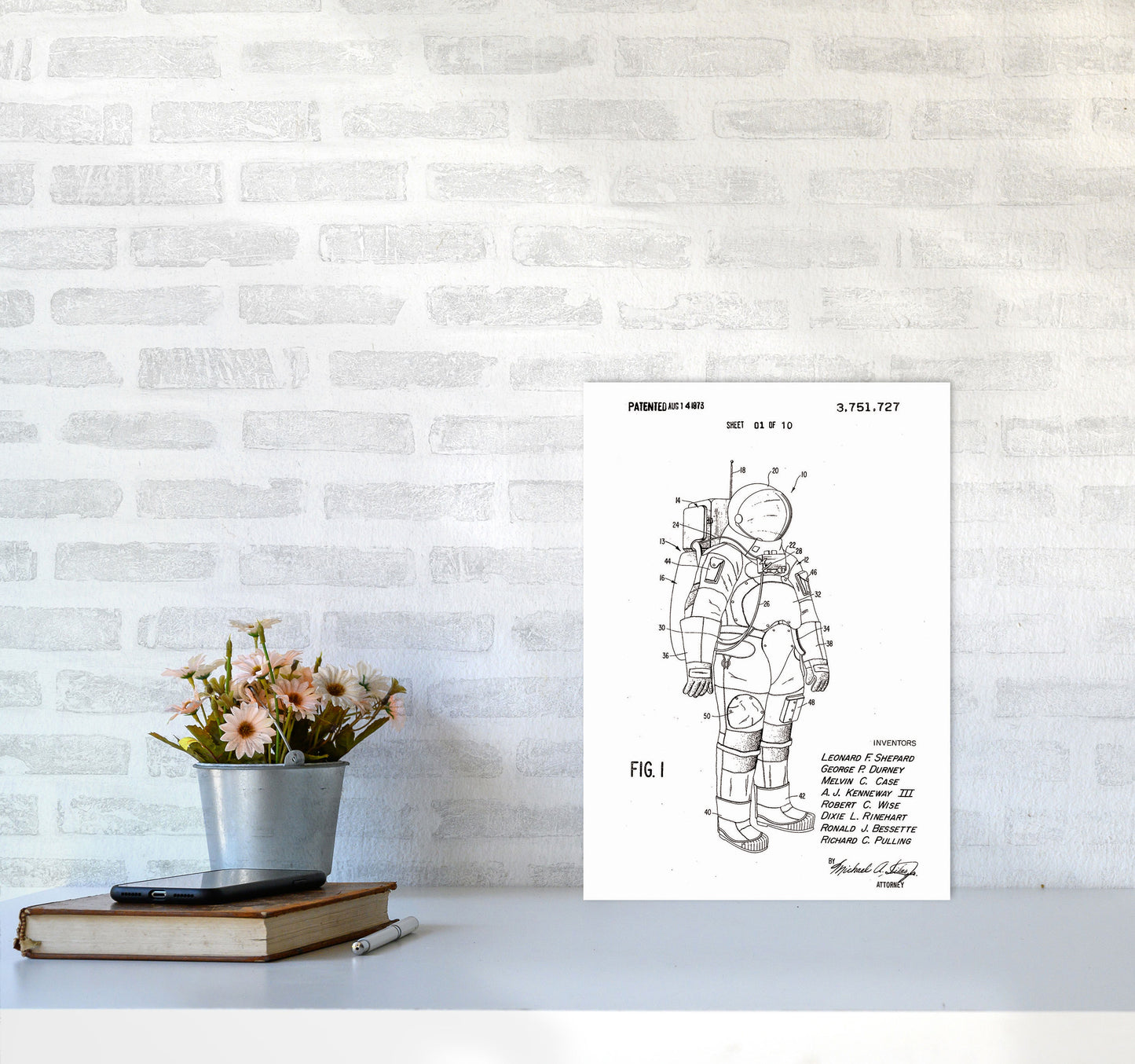 Spacesuit Patent Art Print by Jason Stanley A3 Black Frame