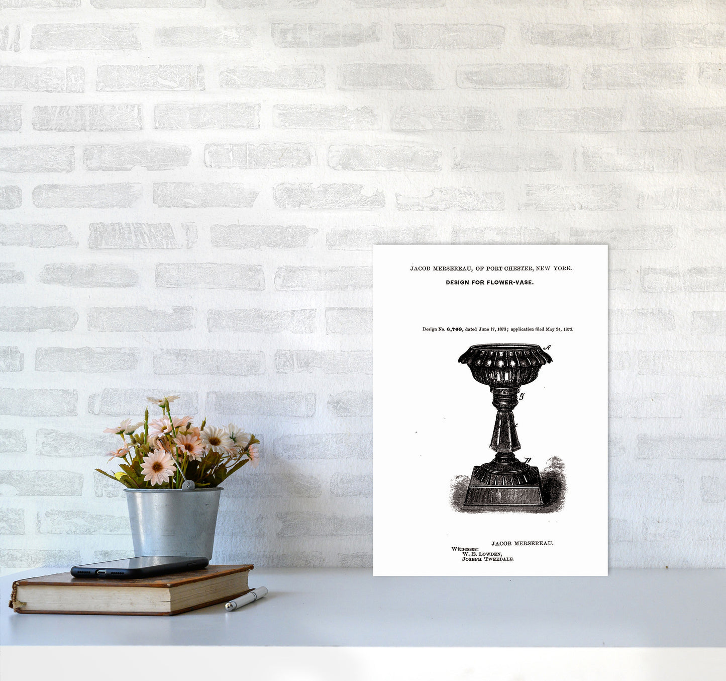 Flower Vase Patent Art Print by Jason Stanley A3 Black Frame