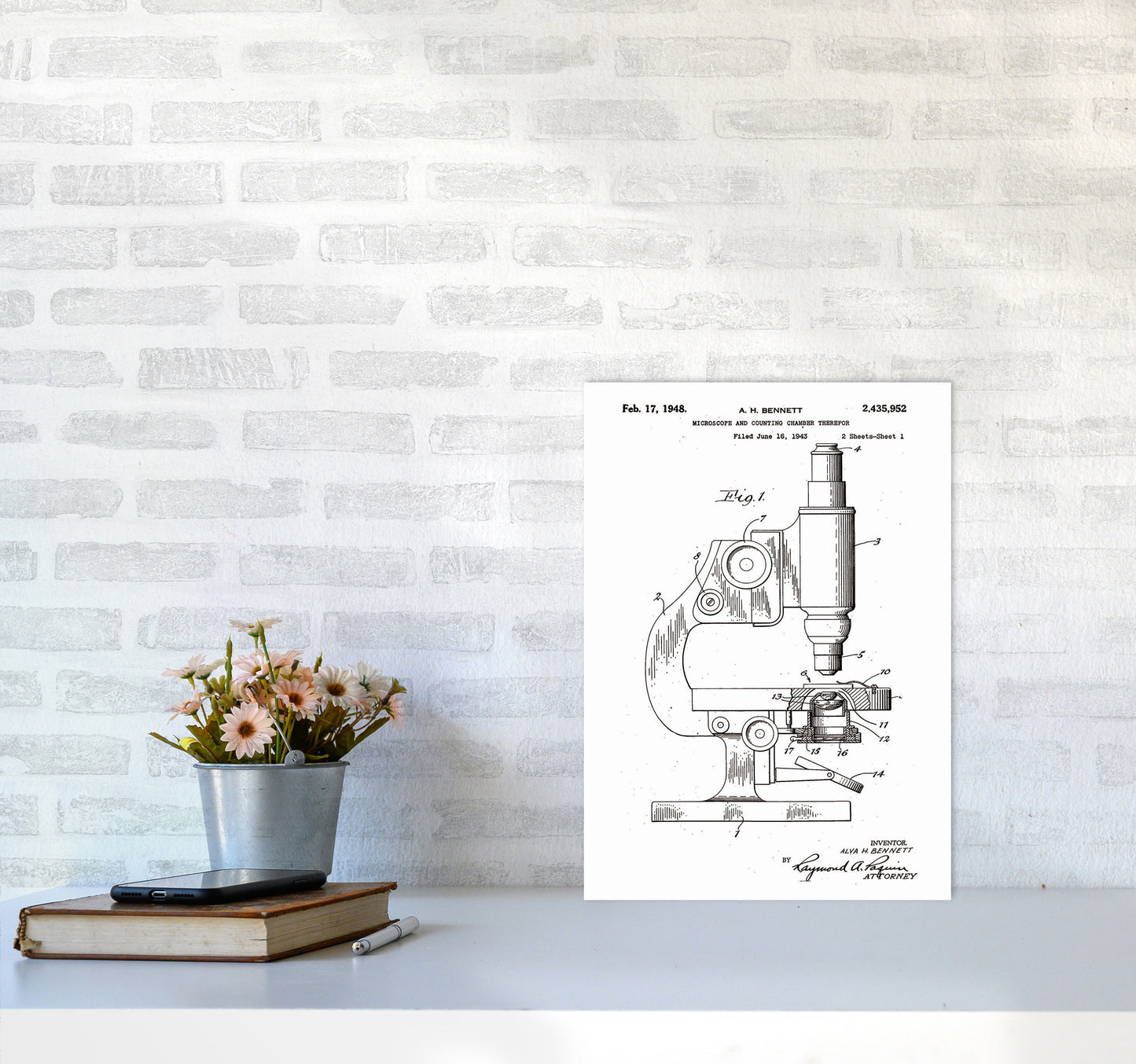 Microscope Patent Art Print by Jason Stanley A3 Black Frame