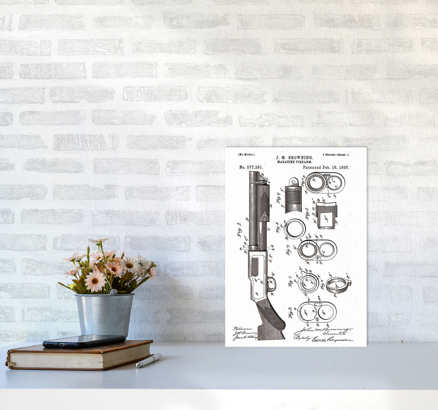 Shotgun Patent Art Print by Jason Stanley A3 Black Frame