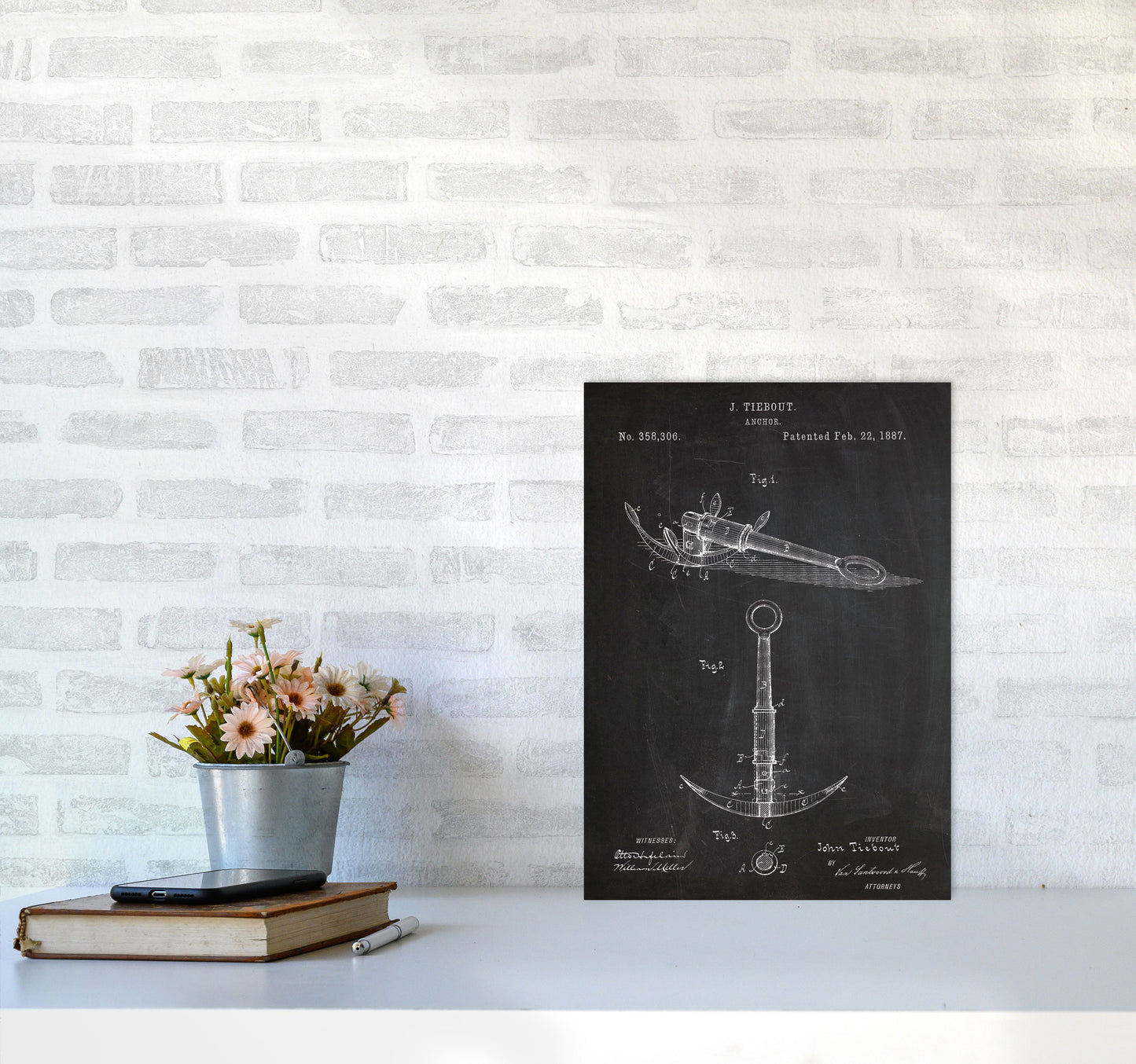 Anchor Patent Art Print by Jason Stanley A3 Black Frame