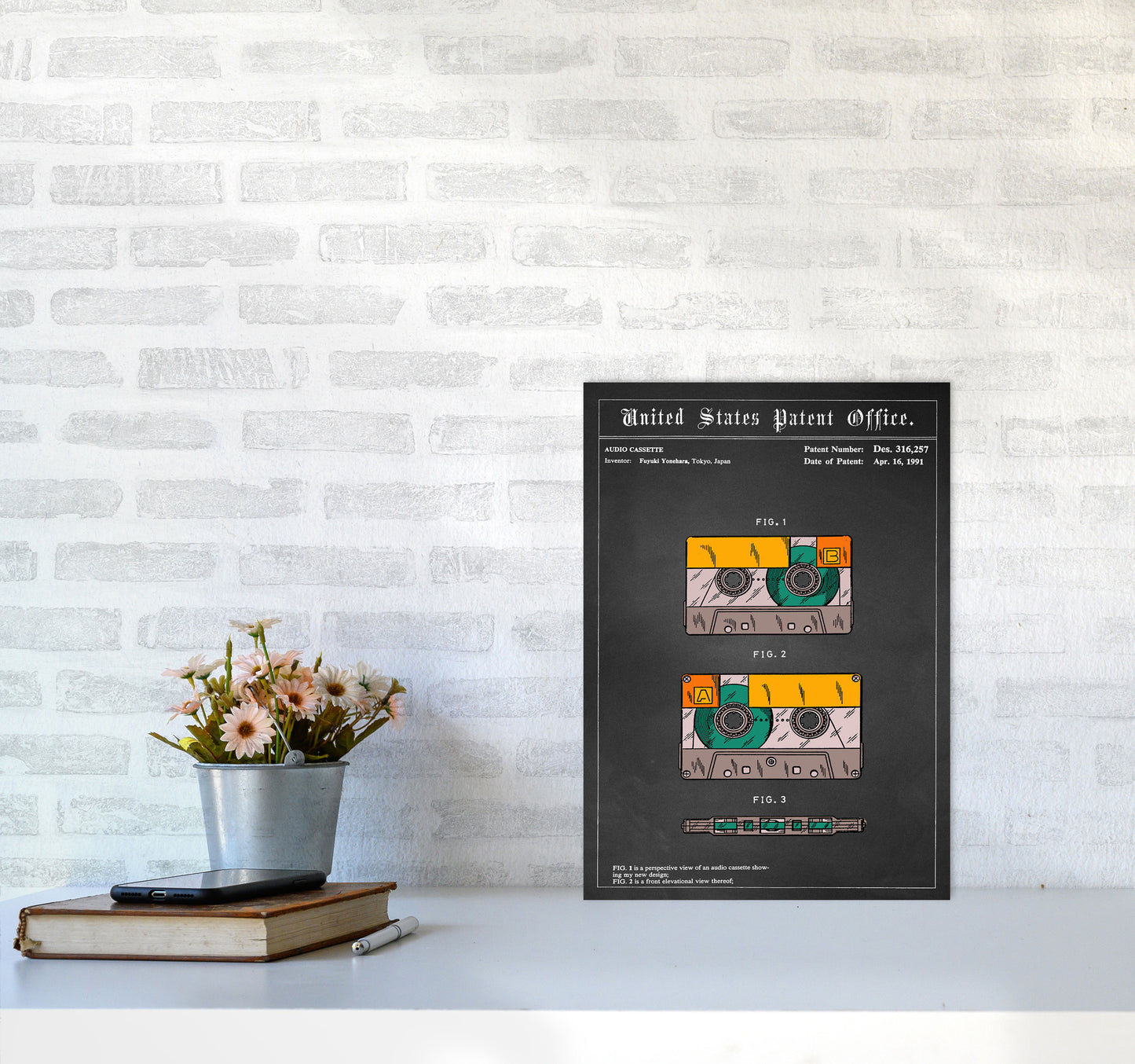 Casette Tape Art Print by Jason Stanley A3 Black Frame