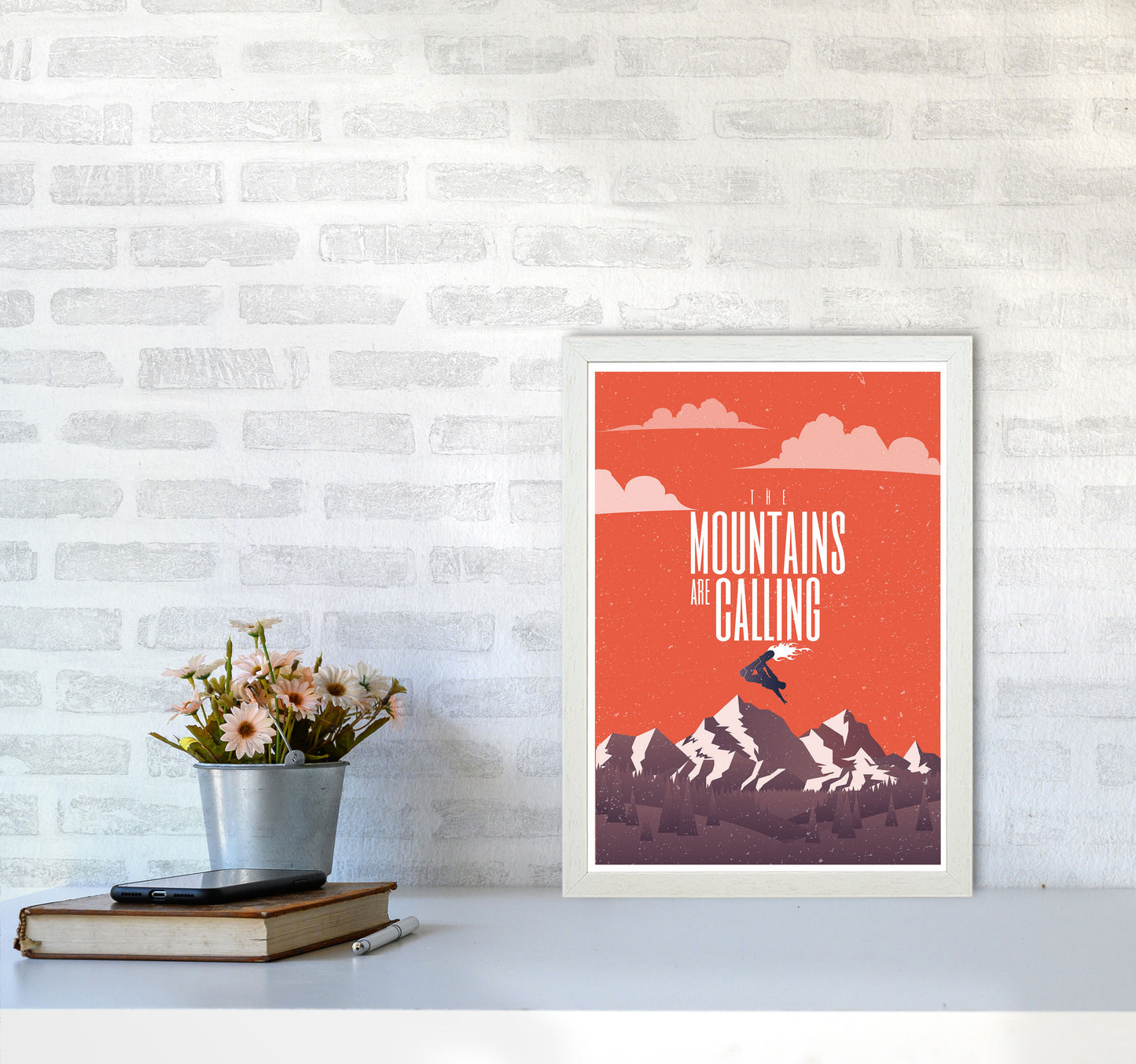 The Mountains Are Calling Art Print by Jason Stanley A3 Oak Frame