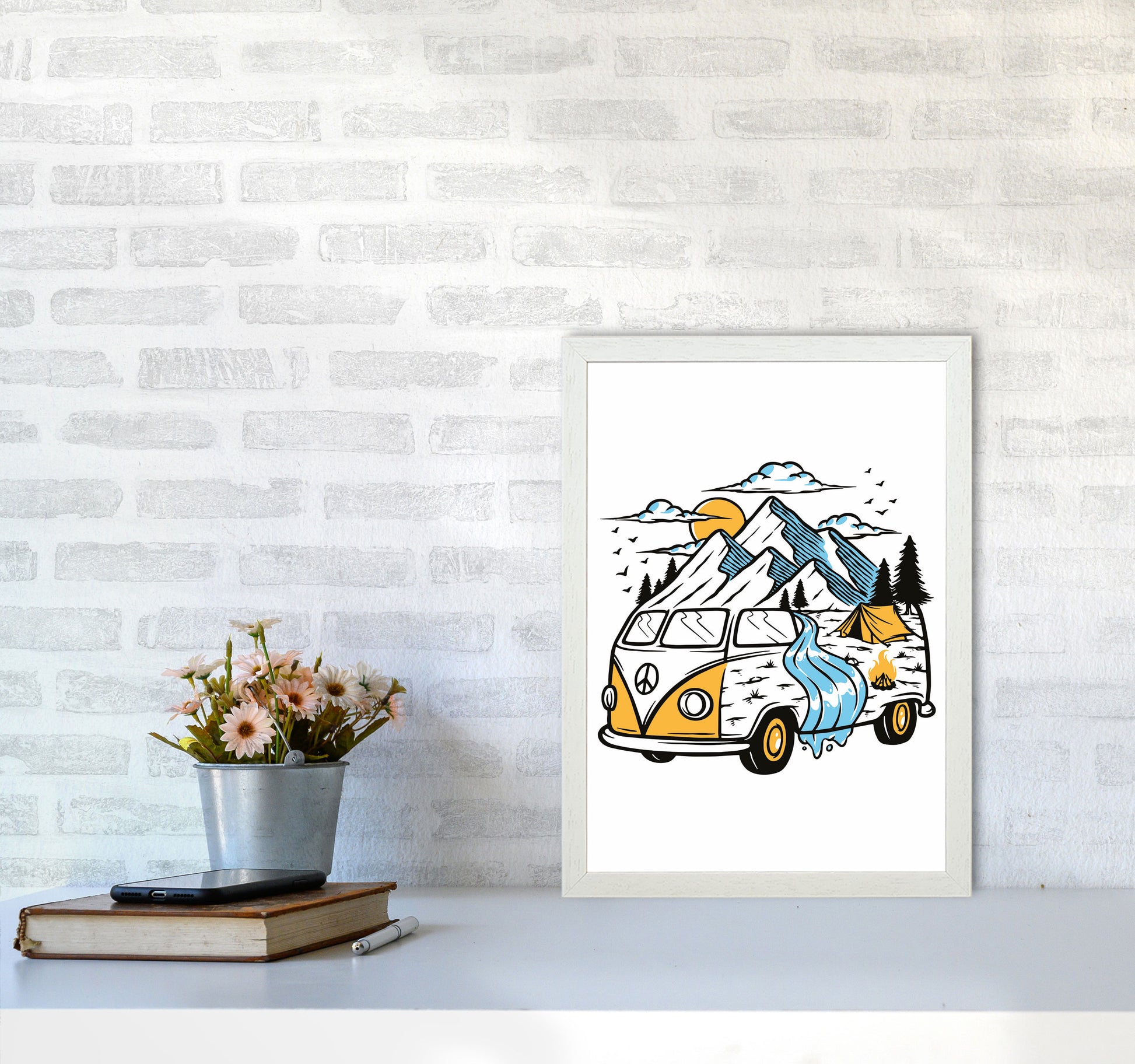 Home Is Where You Park It Art Print by Jason Stanley A3 Oak Frame