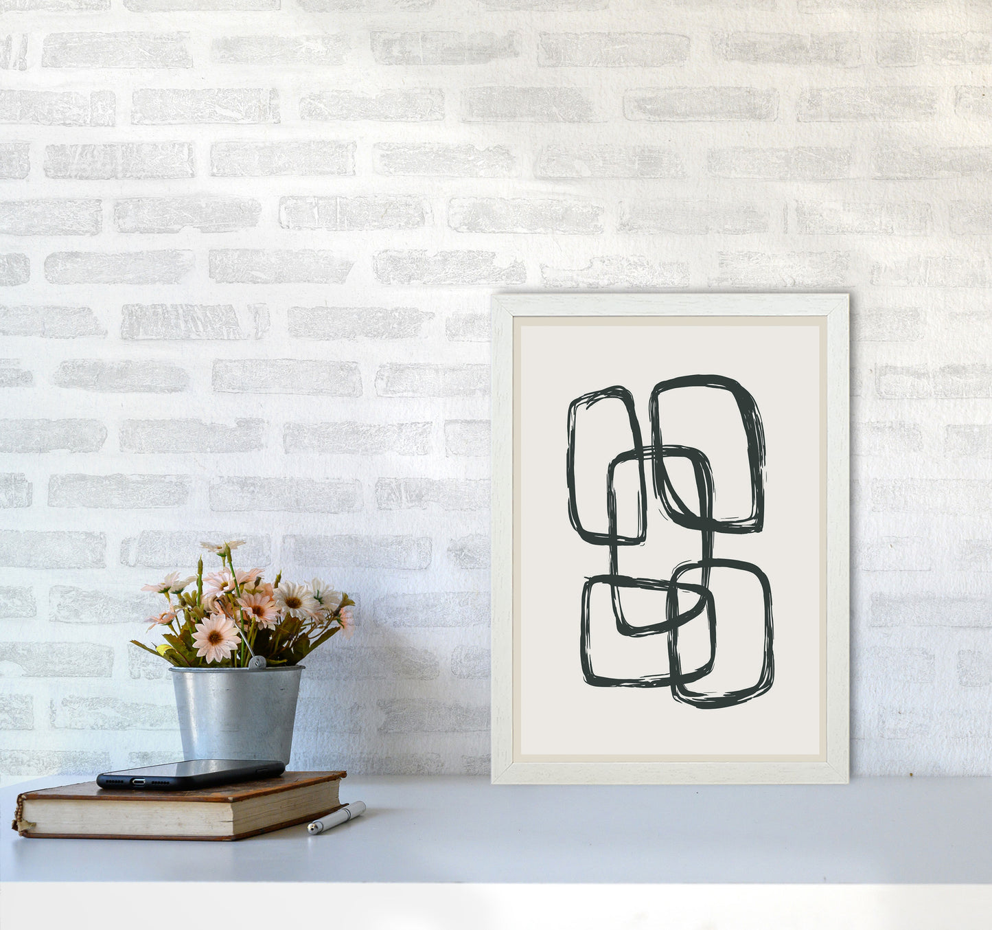 Modern Abstract Shapes 3 Art Print by Jason Stanley A3 Oak Frame
