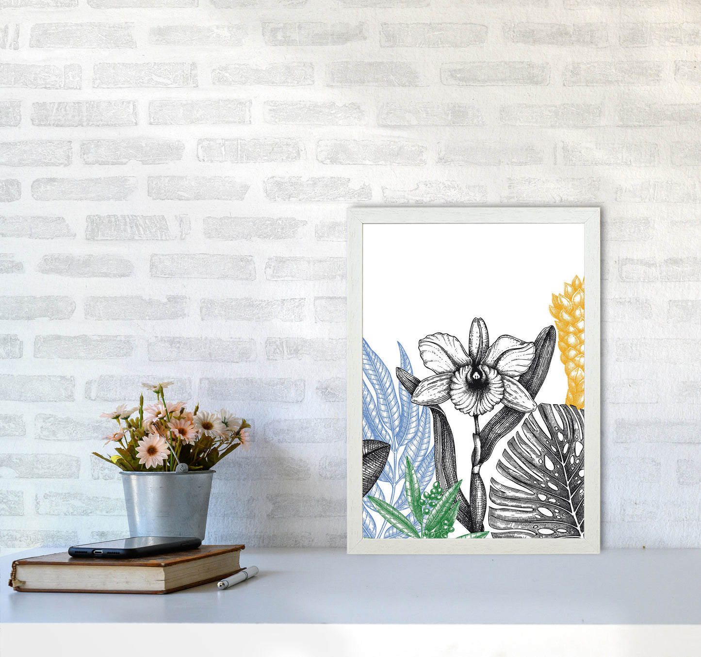 Minimalist Flower Vibes Art Print by Jason Stanley A3 Oak Frame