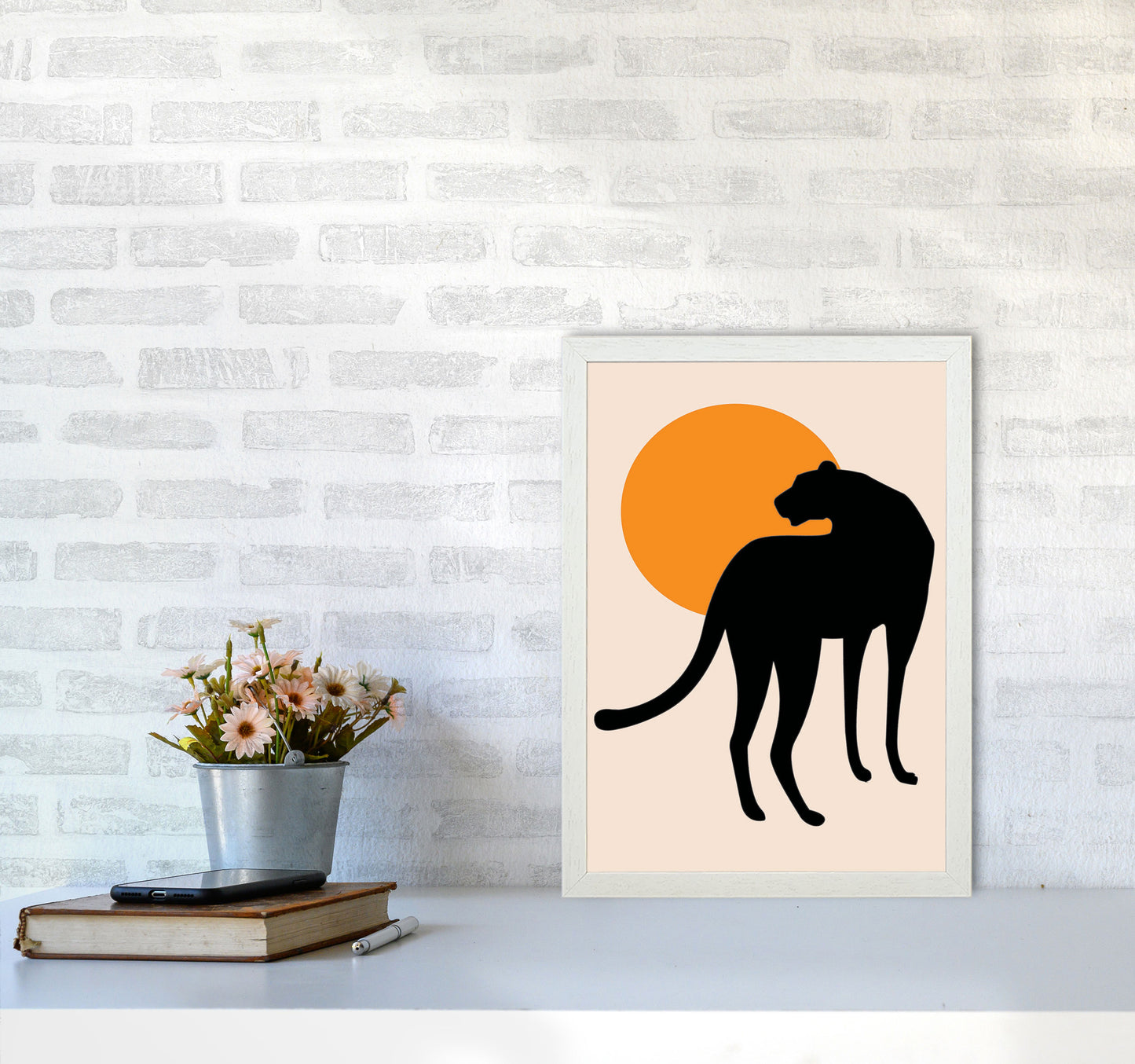 Leopard Sun Poster Art Print by Jason Stanley A3 Oak Frame