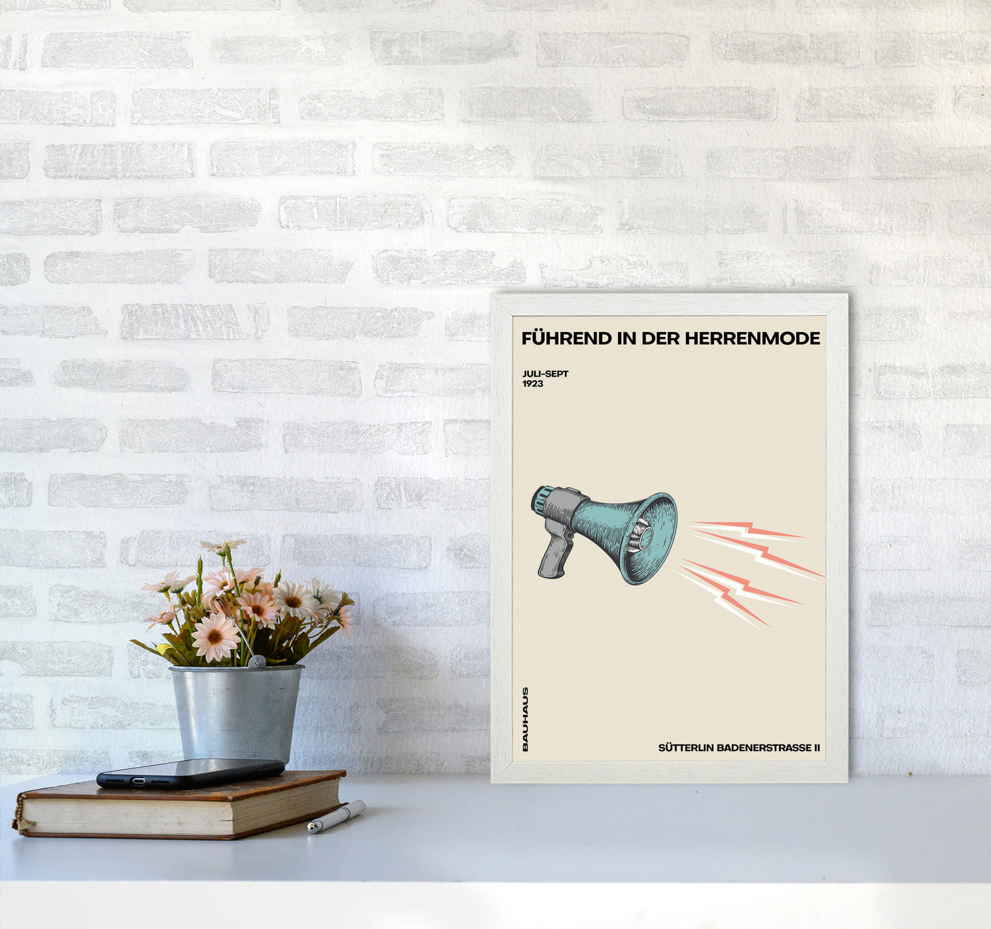 Bauhaus Megaphone Art Print by Jason Stanley A3 Oak Frame