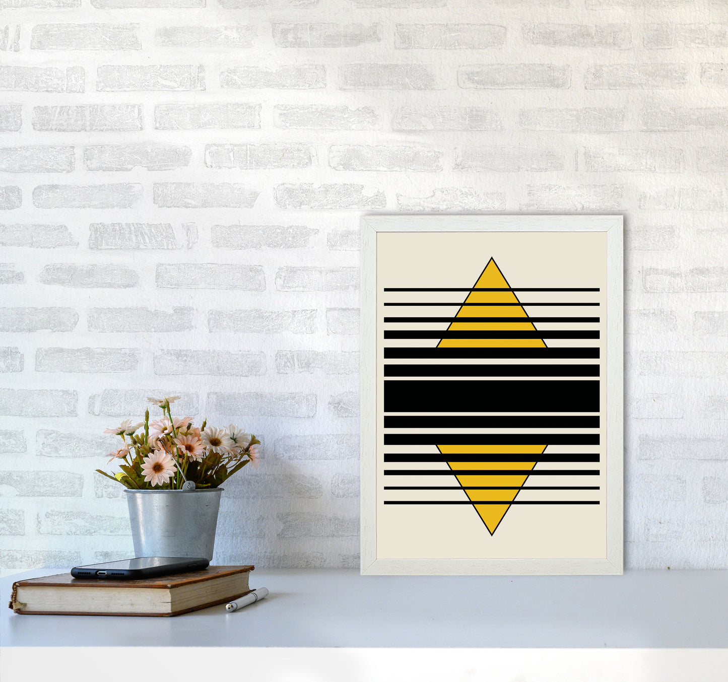 Geometric Pyramid Art Print by Jason Stanley A3 Oak Frame
