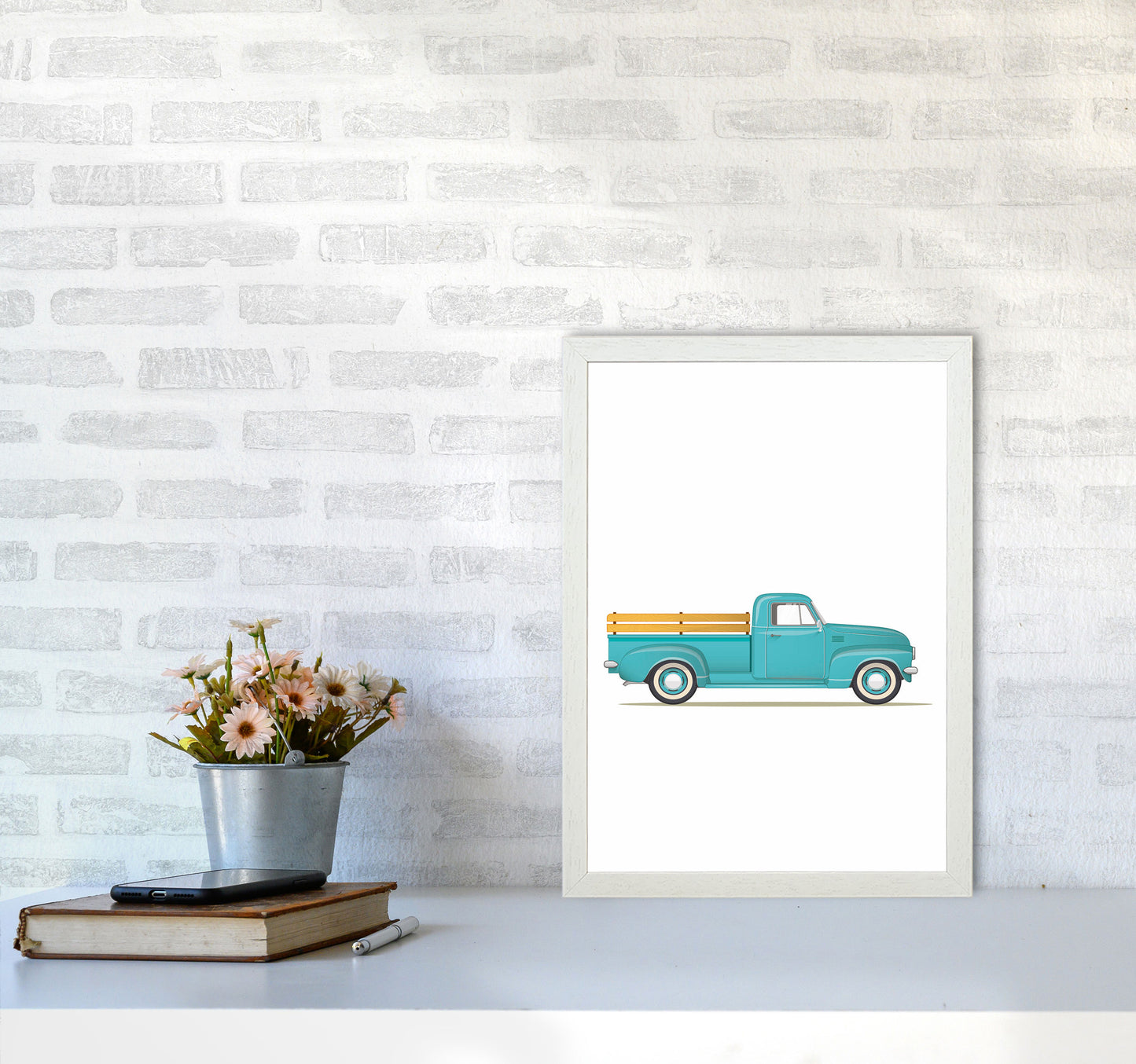 Old Trusty Pickup Art Print by Jason Stanley A3 Oak Frame