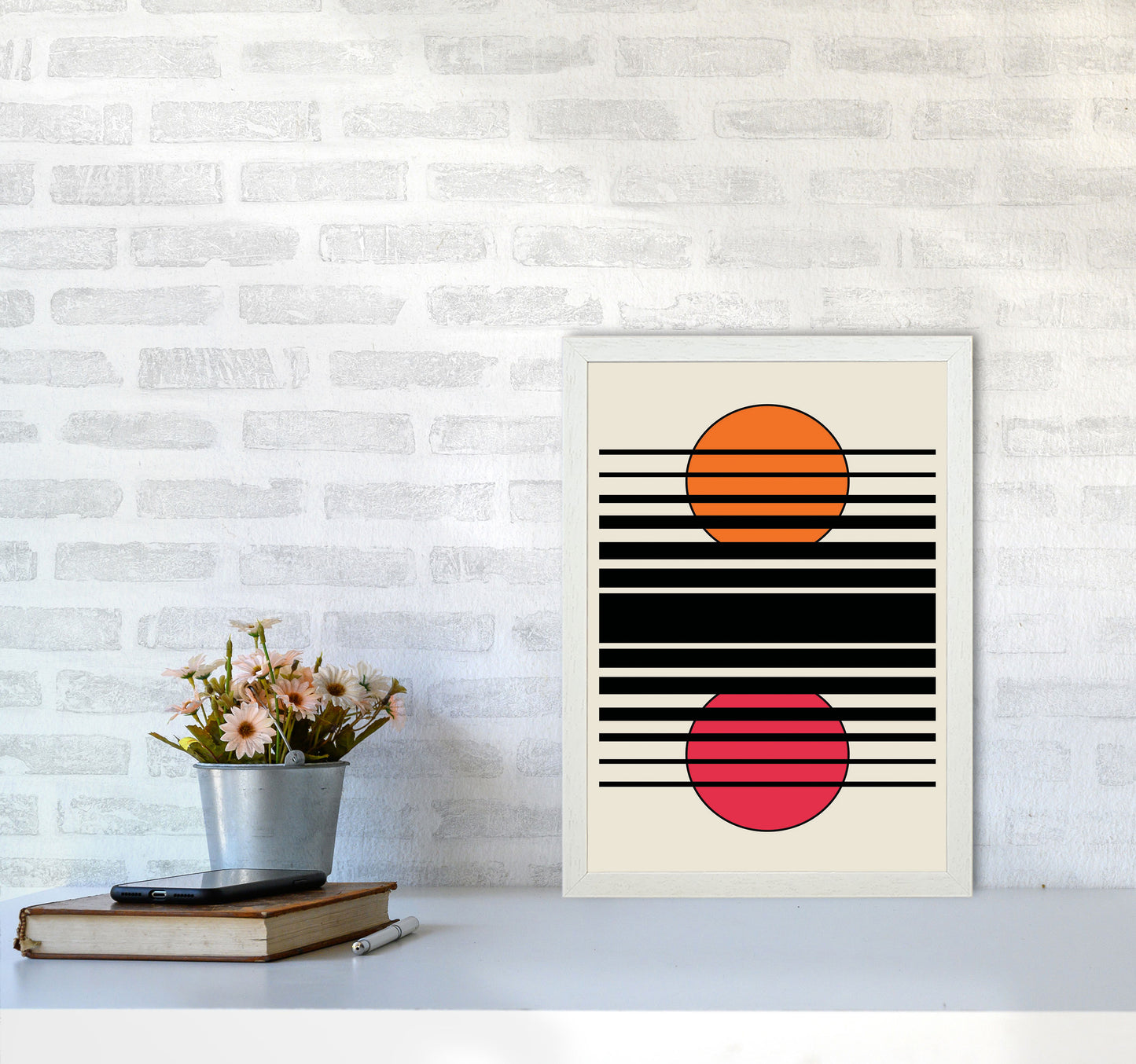 Geometric Suns Art Print by Jason Stanley A3 Oak Frame