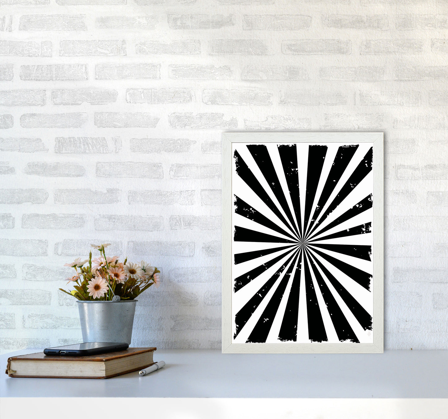 Black Sun Rays Art Print by Jason Stanley A3 Oak Frame
