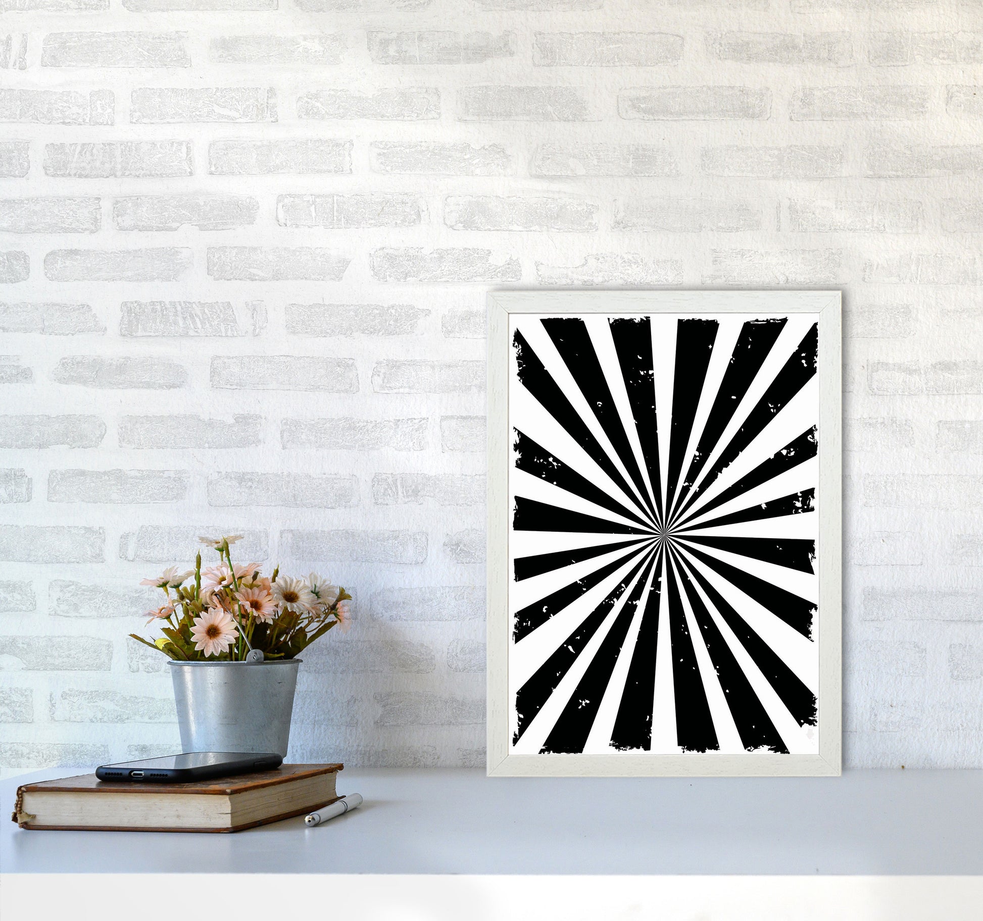 Black Sun Rays Art Print by Jason Stanley A3 Oak Frame