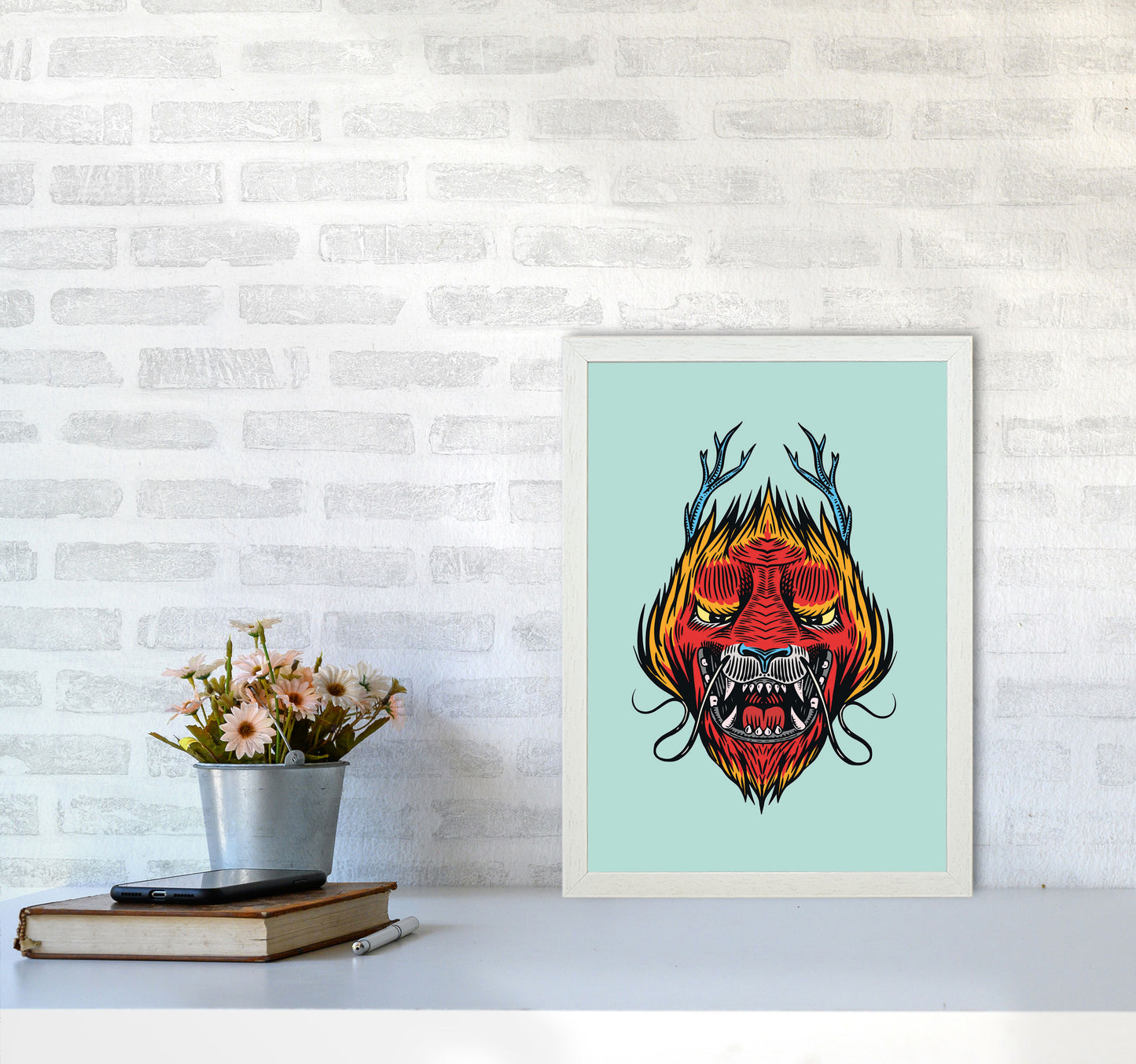 Chinese Dragon Art Print by Jason Stanley A3 Oak Frame
