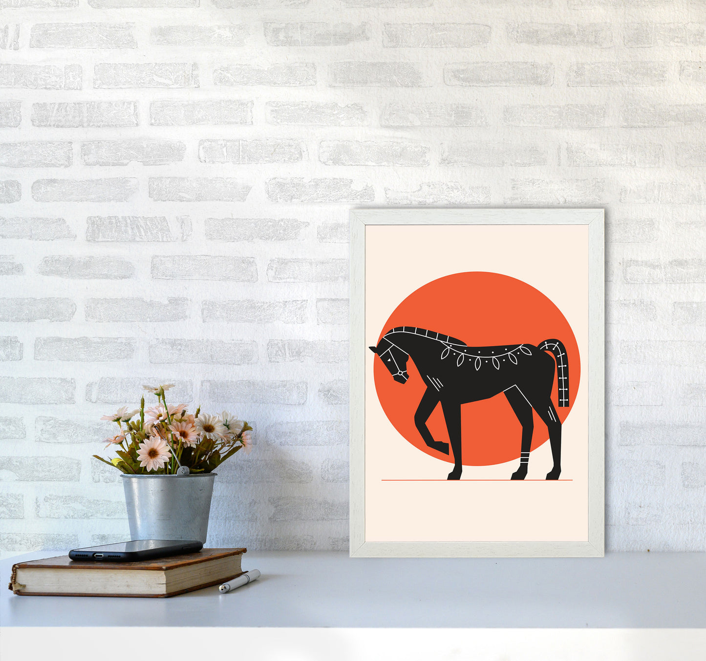 Proud Horse Art Print by Jason Stanley A3 Oak Frame