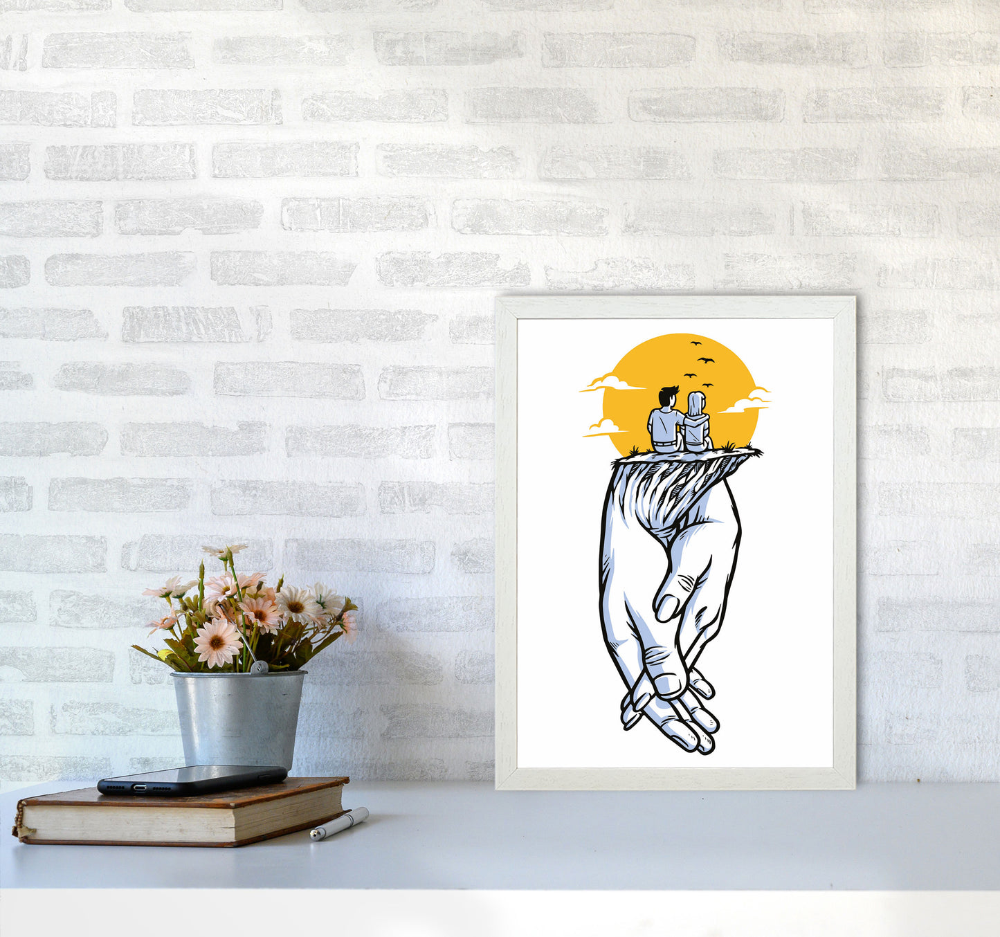 Date Night Art Print by Jason Stanley A3 Oak Frame