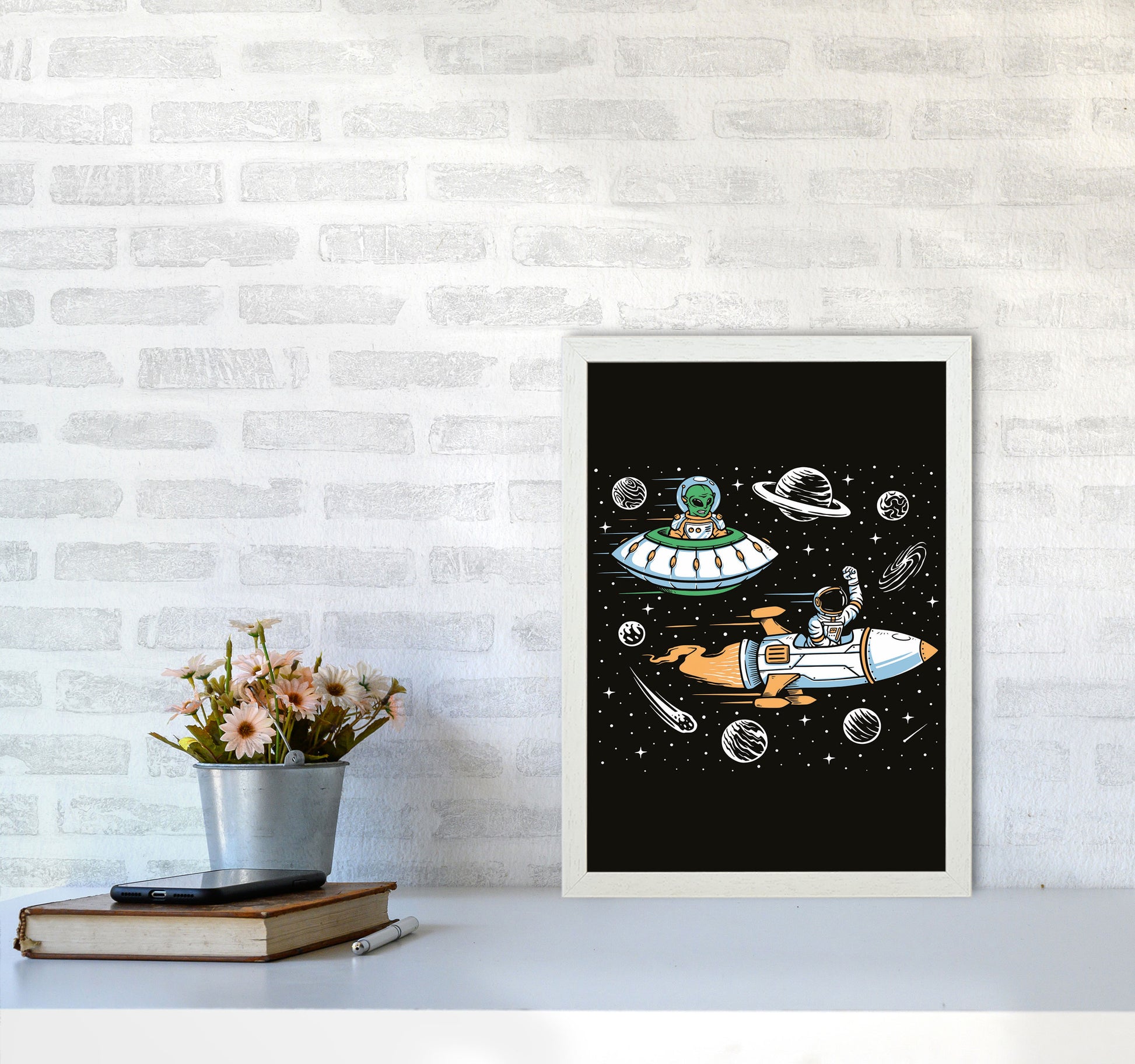 Space Rage Art Print by Jason Stanley A3 Oak Frame
