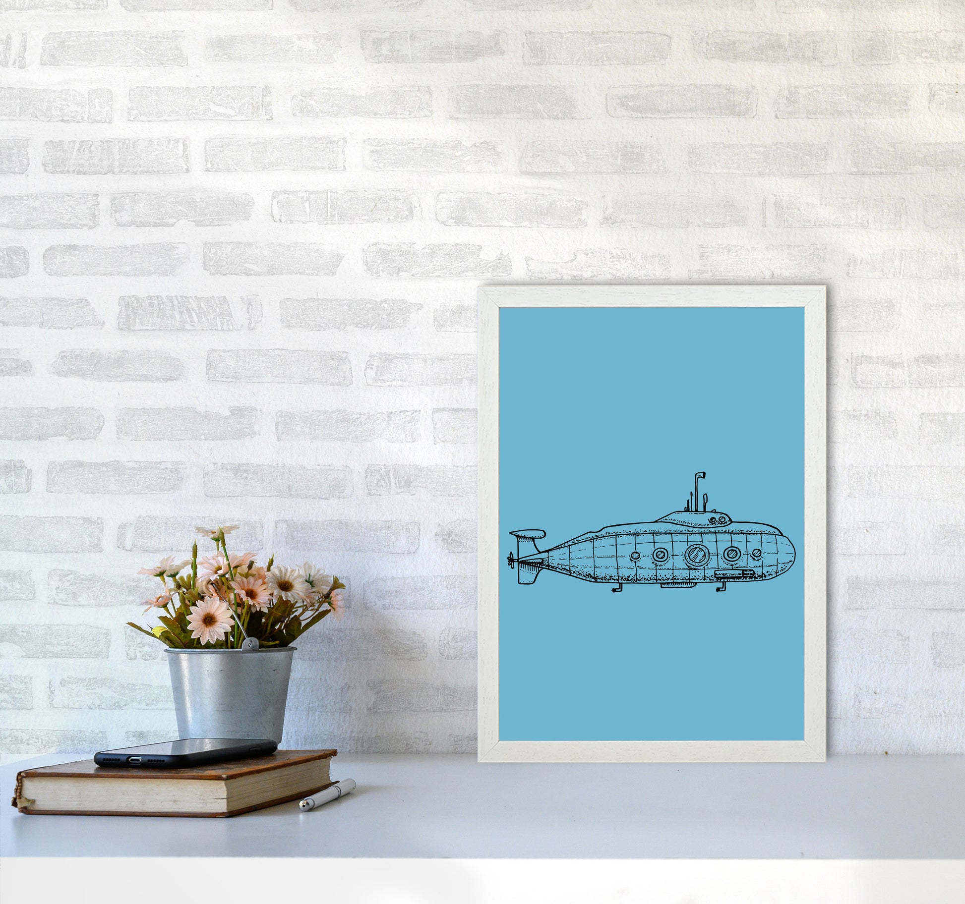 Below Sea Art Print by Jason Stanley A3 Oak Frame