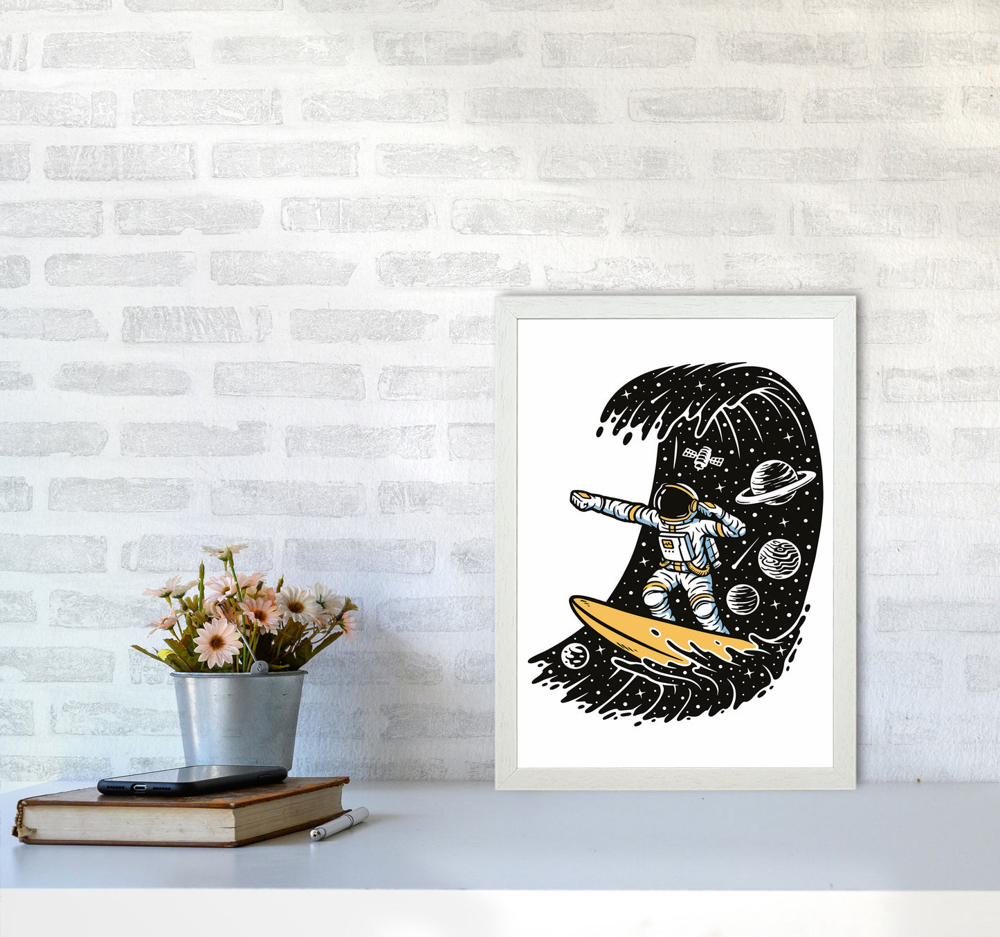 Surf's Up Art Print by Jason Stanley A3 Oak Frame