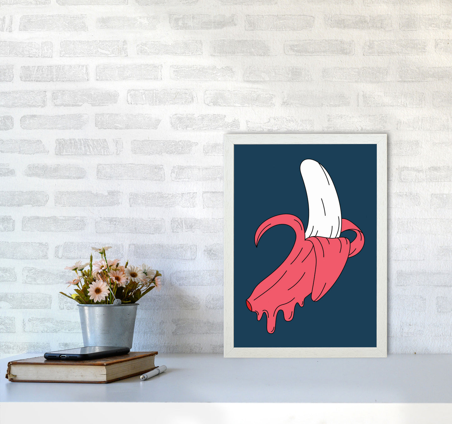 Melting Banana Art Print by Jason Stanley A3 Oak Frame